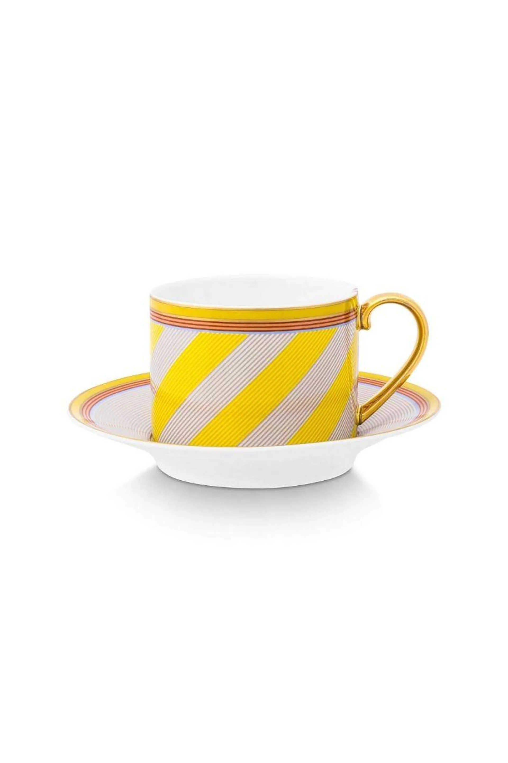 Pip Chique Stripes Cappuccino Kop & Schotel Geel