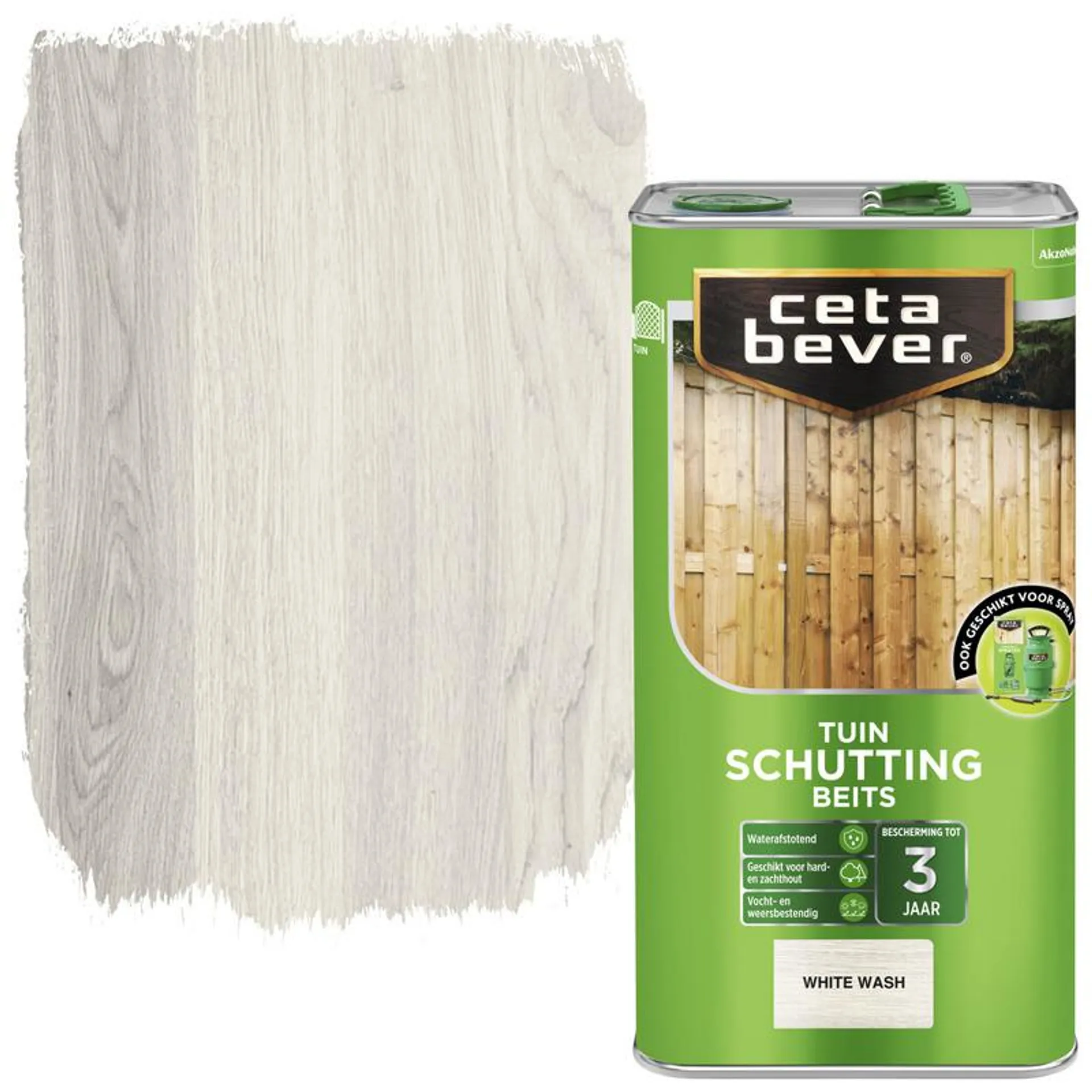 CetaBever Tuin Schuttingbeits White Wash