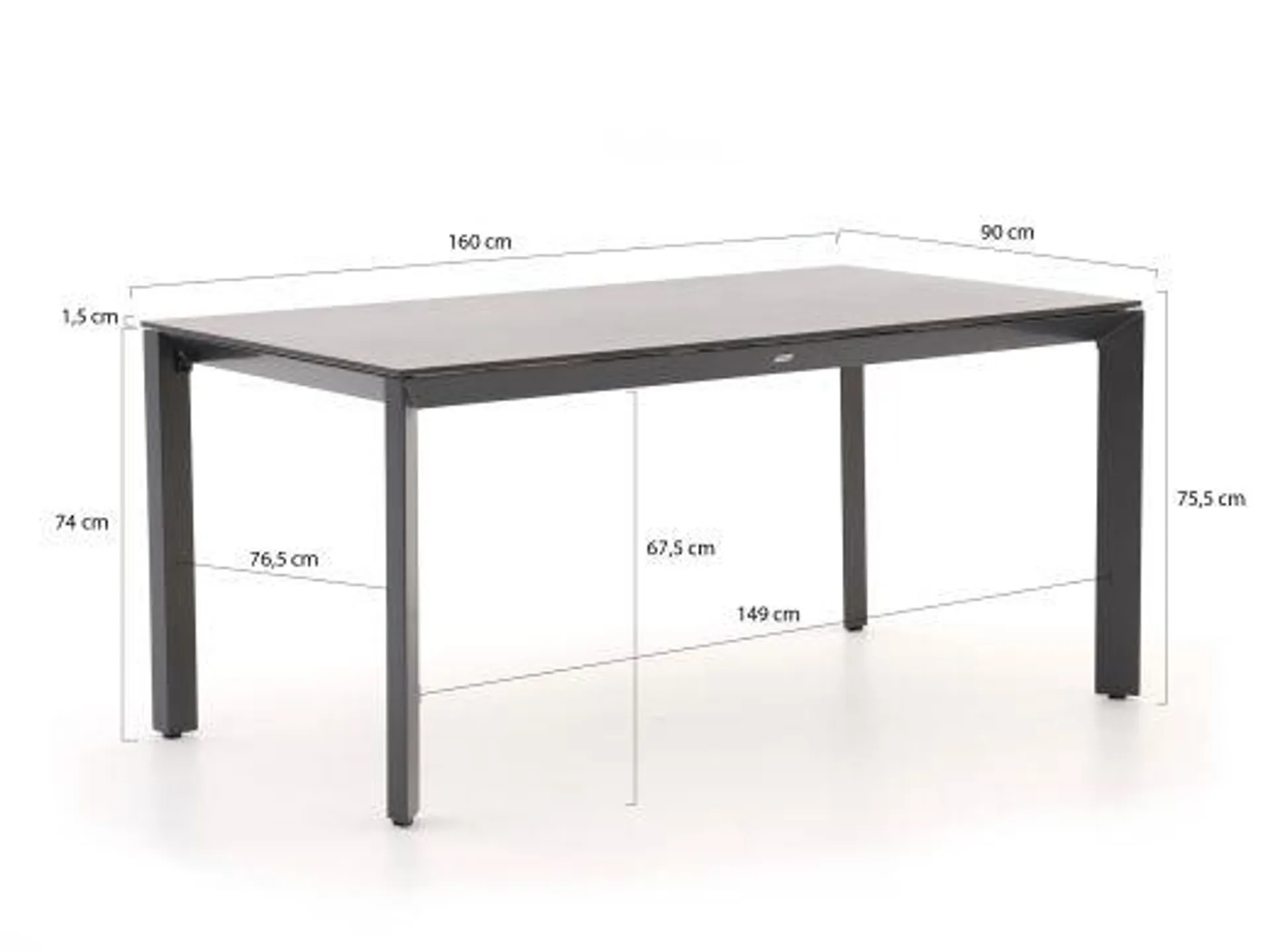 Bellagio Avio/Sestino 160cm dining tuinset 5-delig stapelbaar