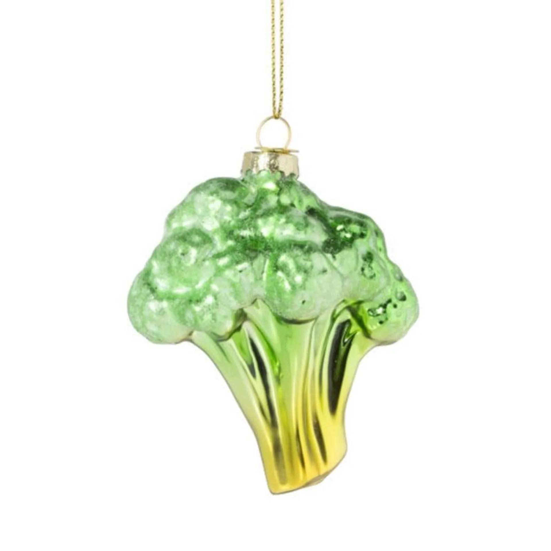 Kersthanger broccoli - glas - 9.5x8x6 cm