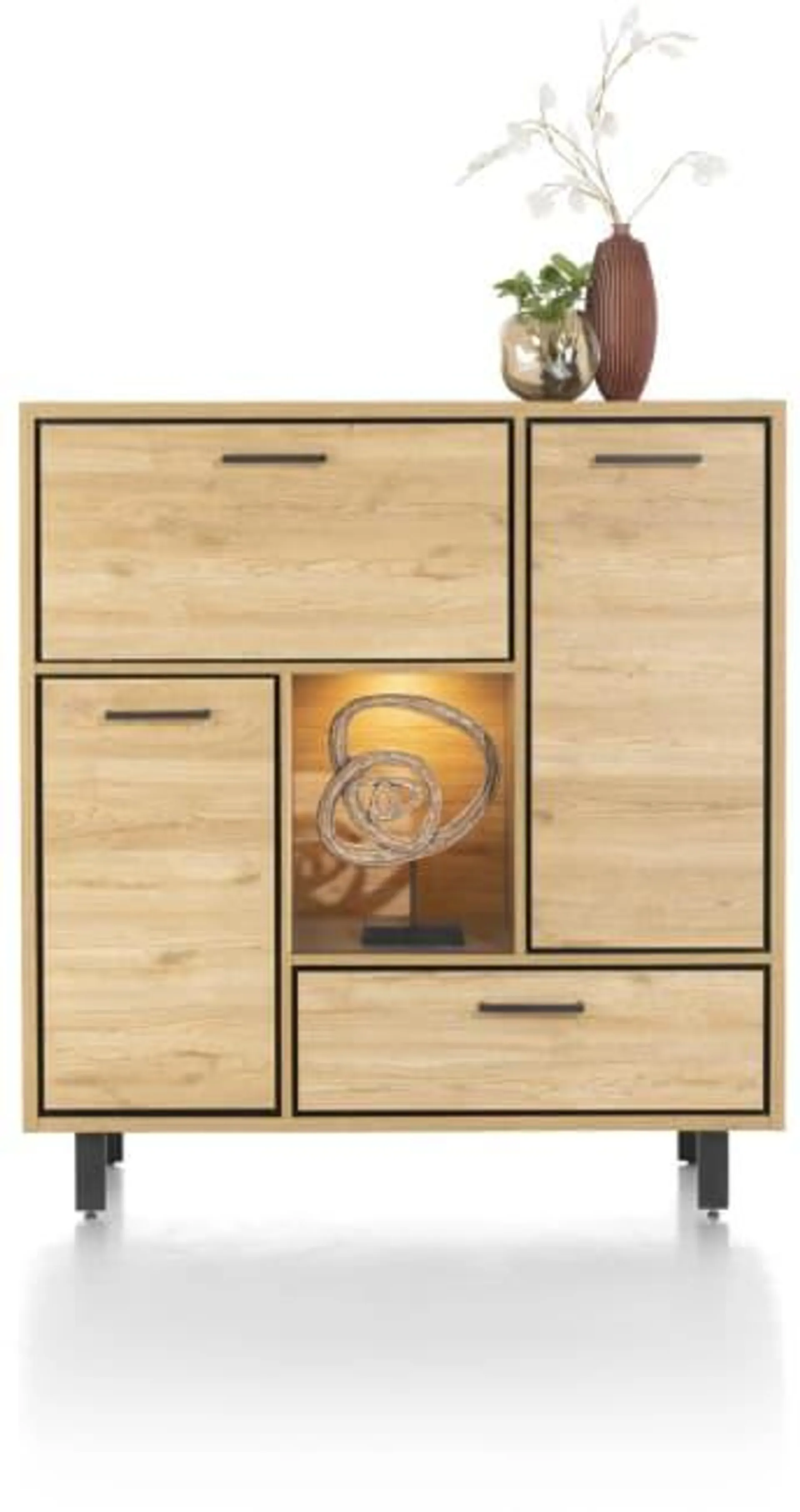 highboard 125 cm - 2-deuren + 1-lade + 1-klep + 1-niche (+ LED)