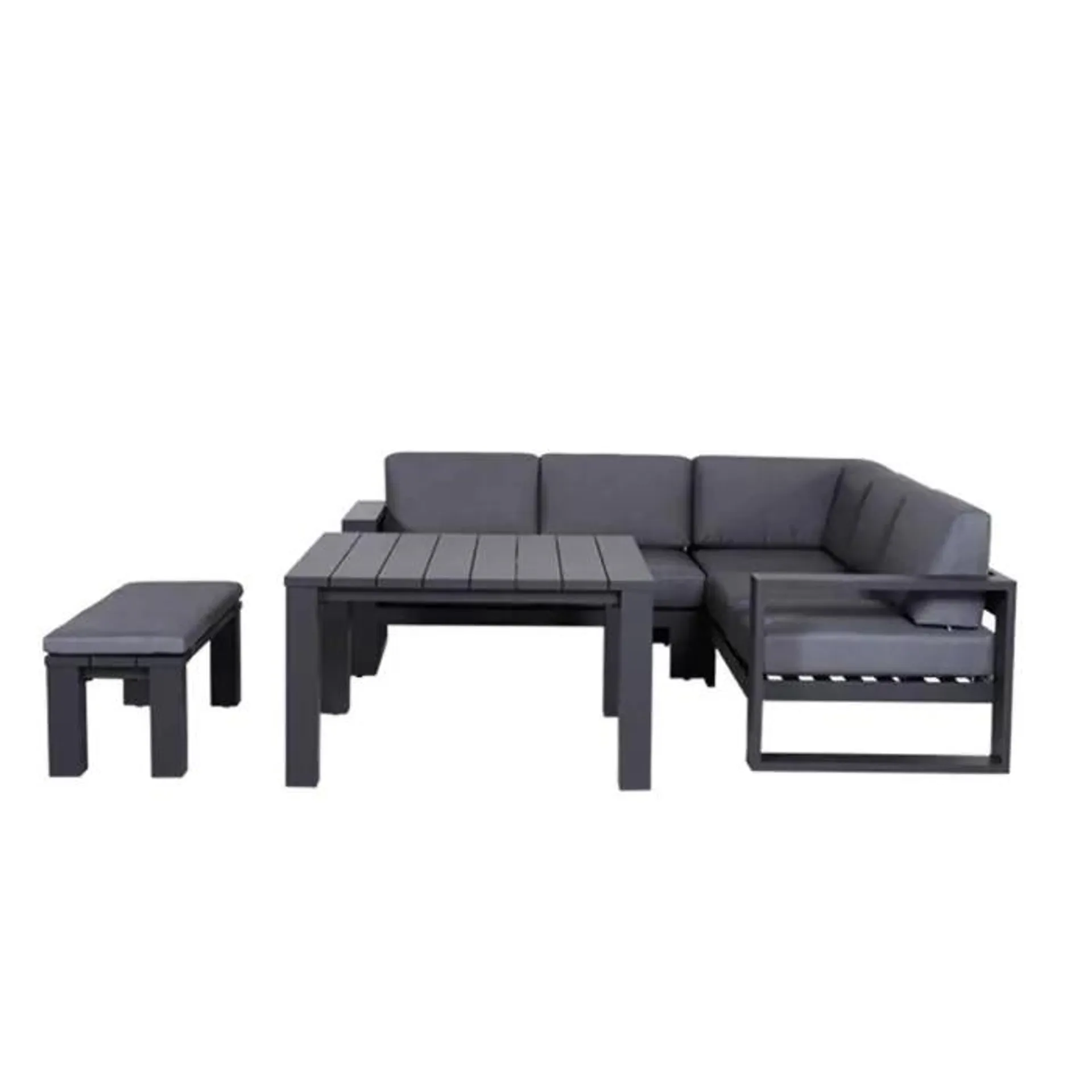 Plaza lounge dining set 5-delig donker grijs