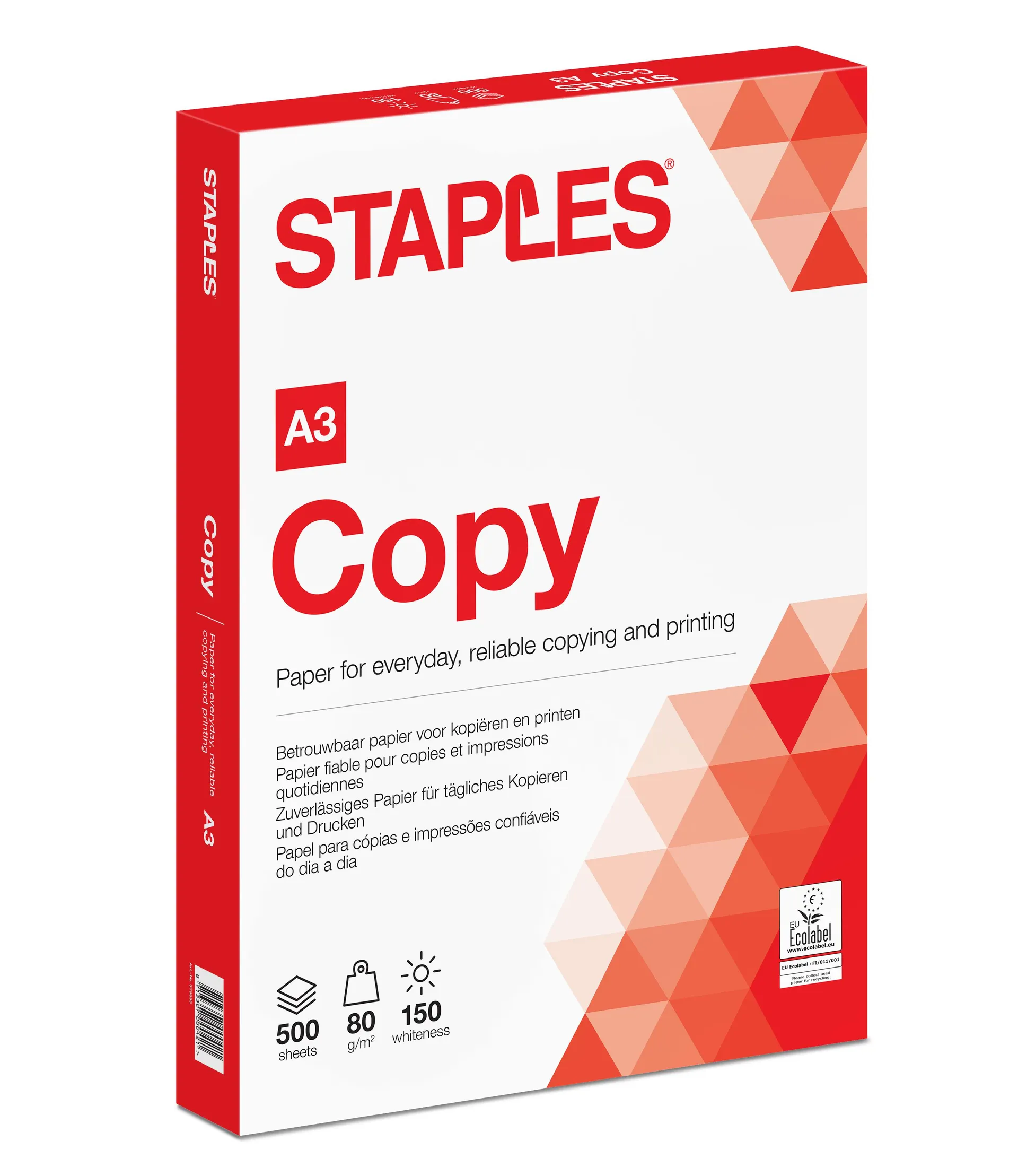 Staples Copy Papier A3 80 g/m² Wit