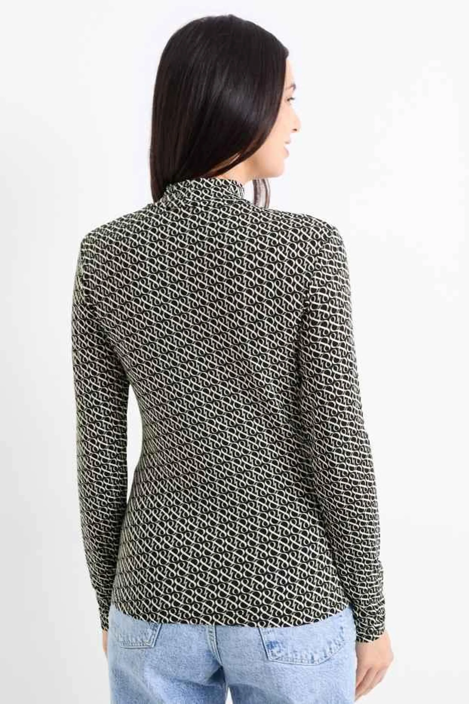 Basic polo neck top - patterned