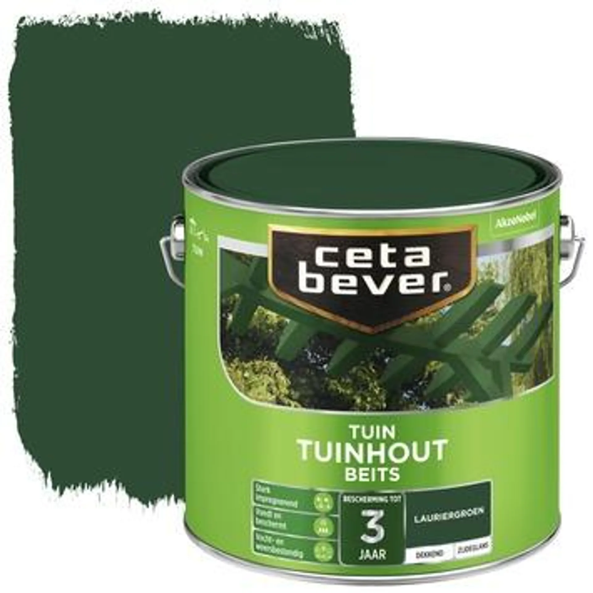 CetaBever Tuinhoutbeits dekkend laurier groen zijdeglans 2,5 L