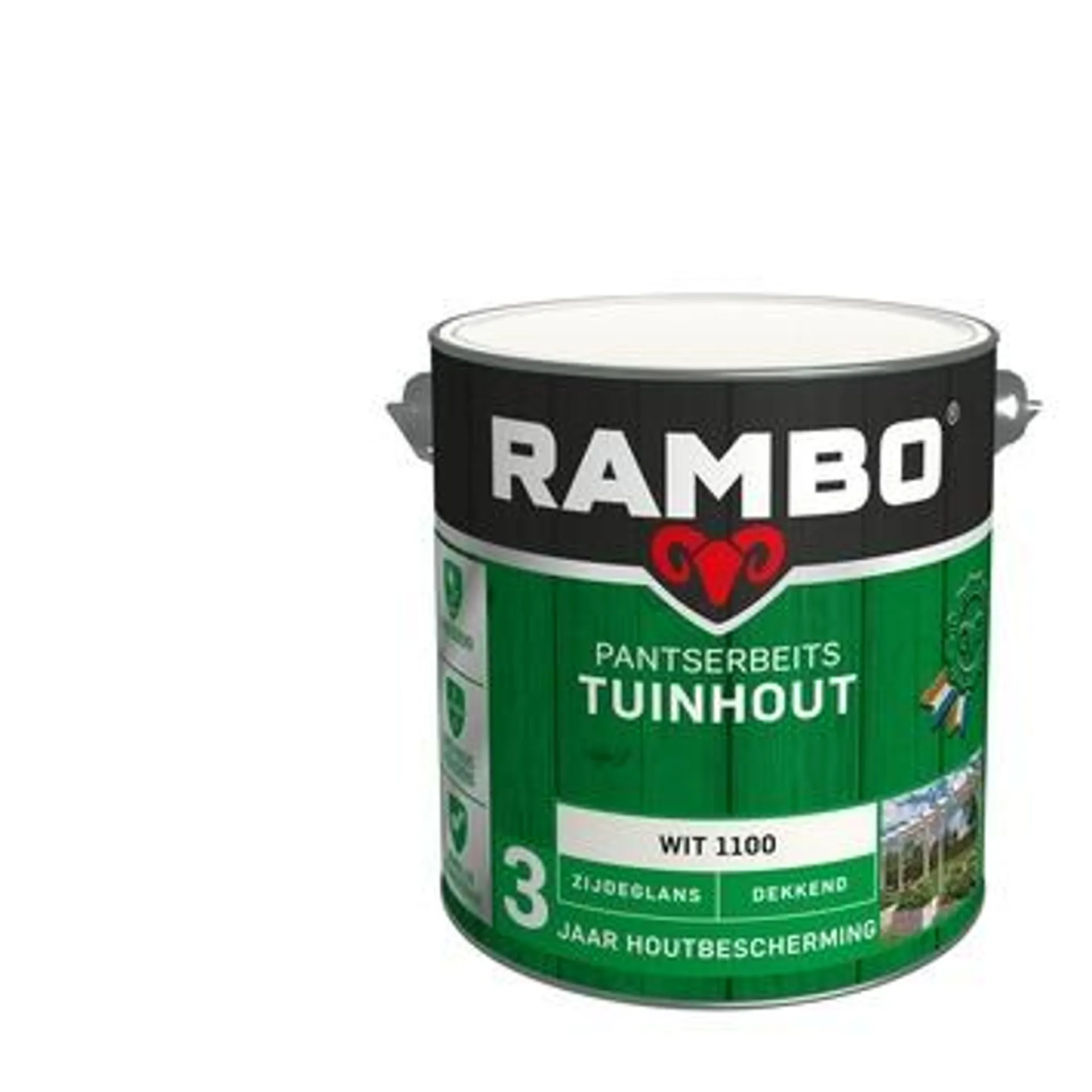 Rambo Pantserbeits Tuinhout zijdeglans wit dekkend 2,5 l