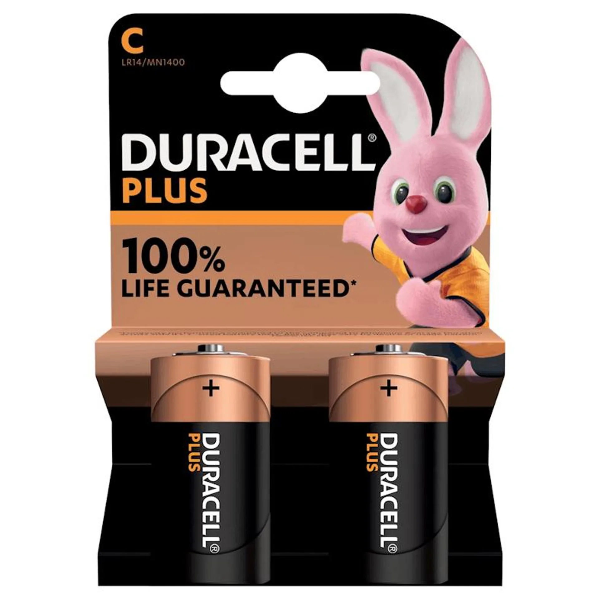 Duracell batterij Plus 100% C, blister van 2 stuks