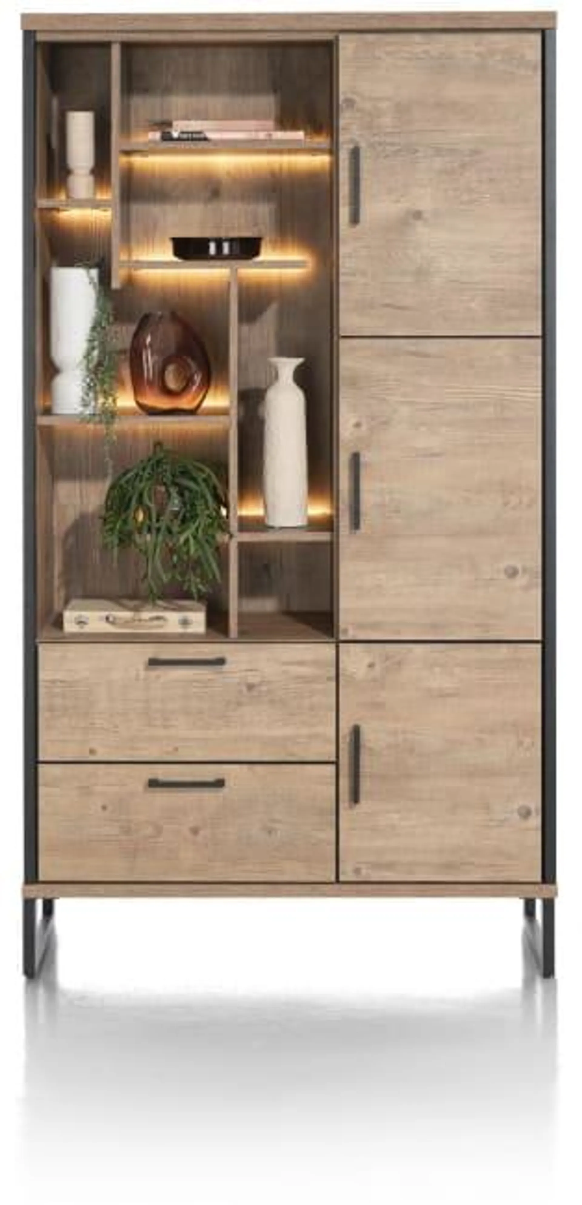 bergkast 110 cm - 3-deuren + 2-laden + 7-niches (+ LED)