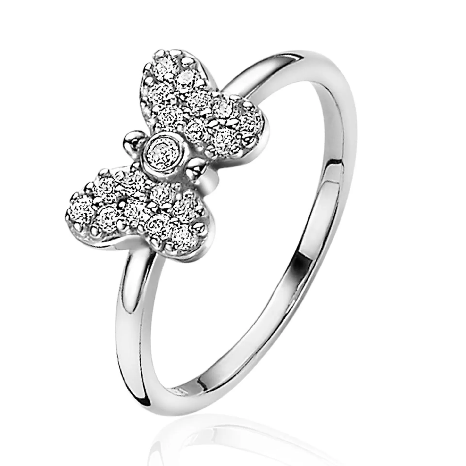 ZINZI Sterling Silver Ring Butterfly White Zirconia ZIRBF48