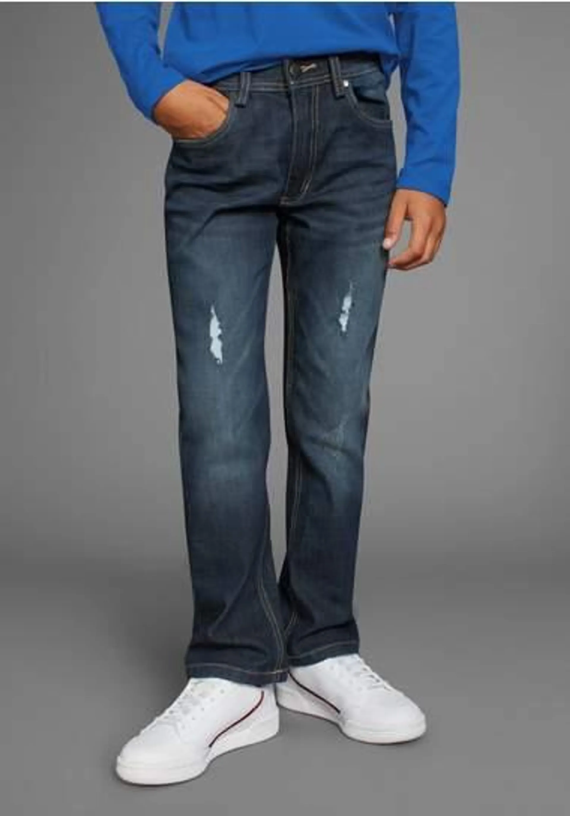 KIDSWORLD Stretch jeans , Straight-fit jeans met Distroy-effecten