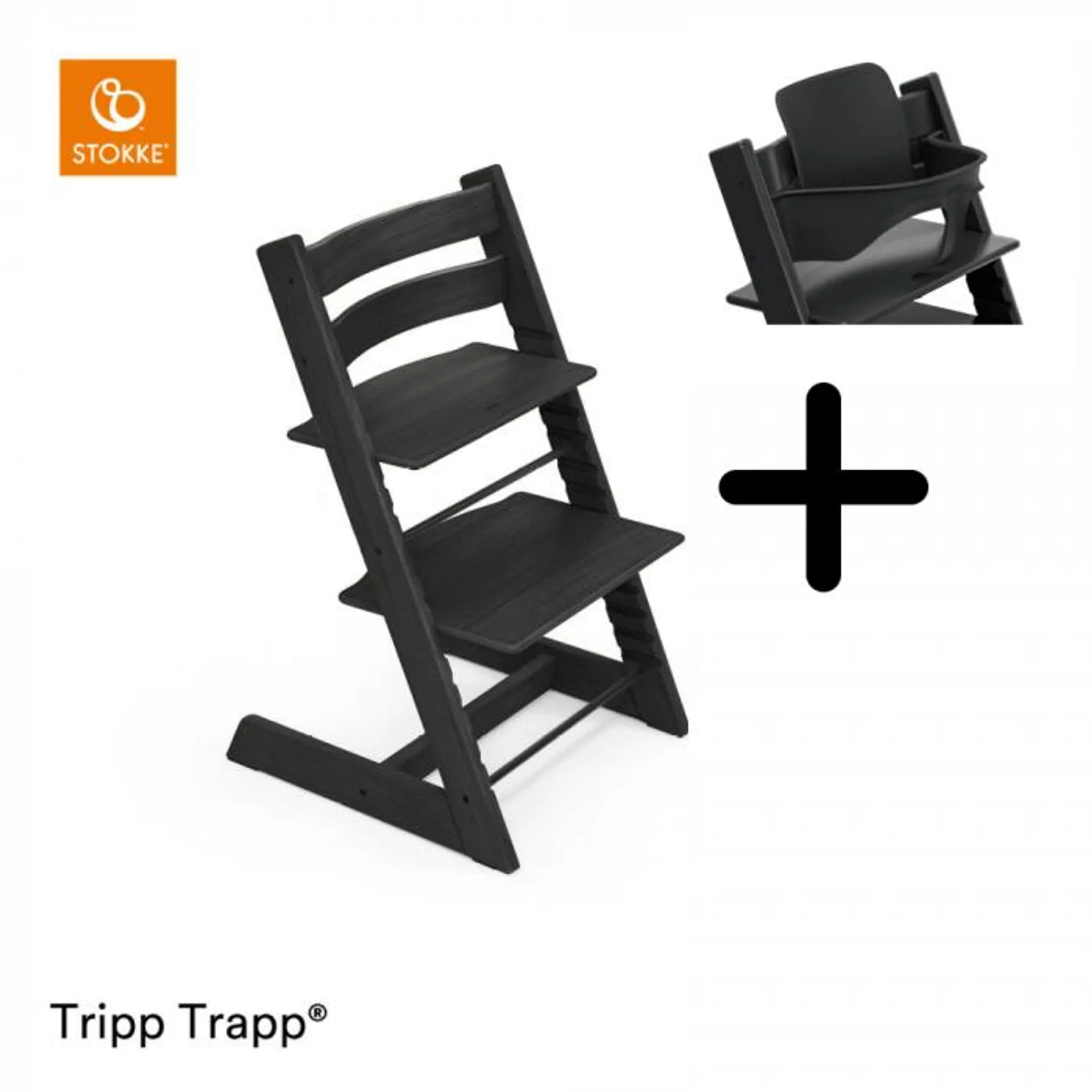 Stokke® Kinderstoel Tripp Trapp® Oak Black + Baby Set™