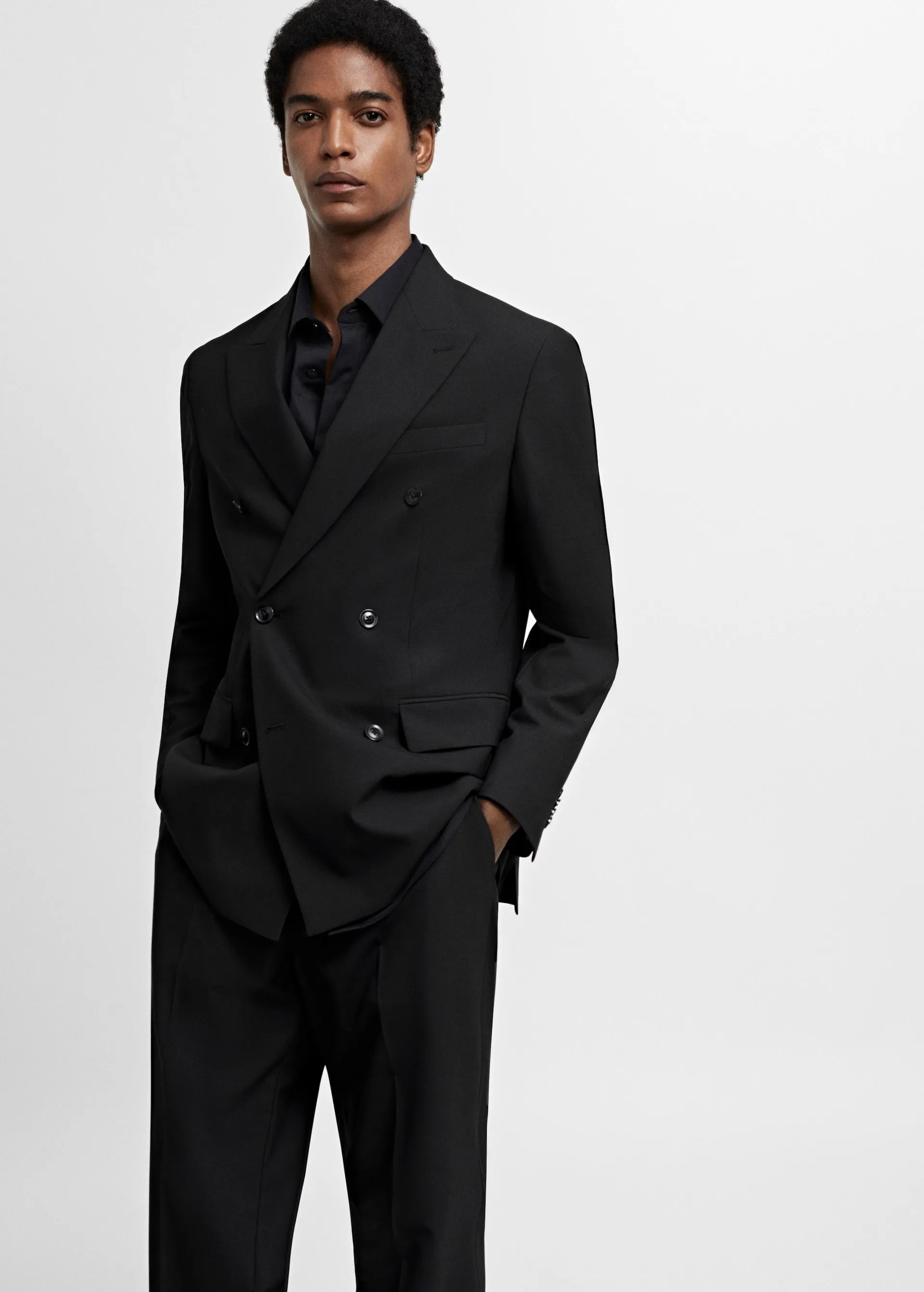 Slim fit double-breasted suit blazer