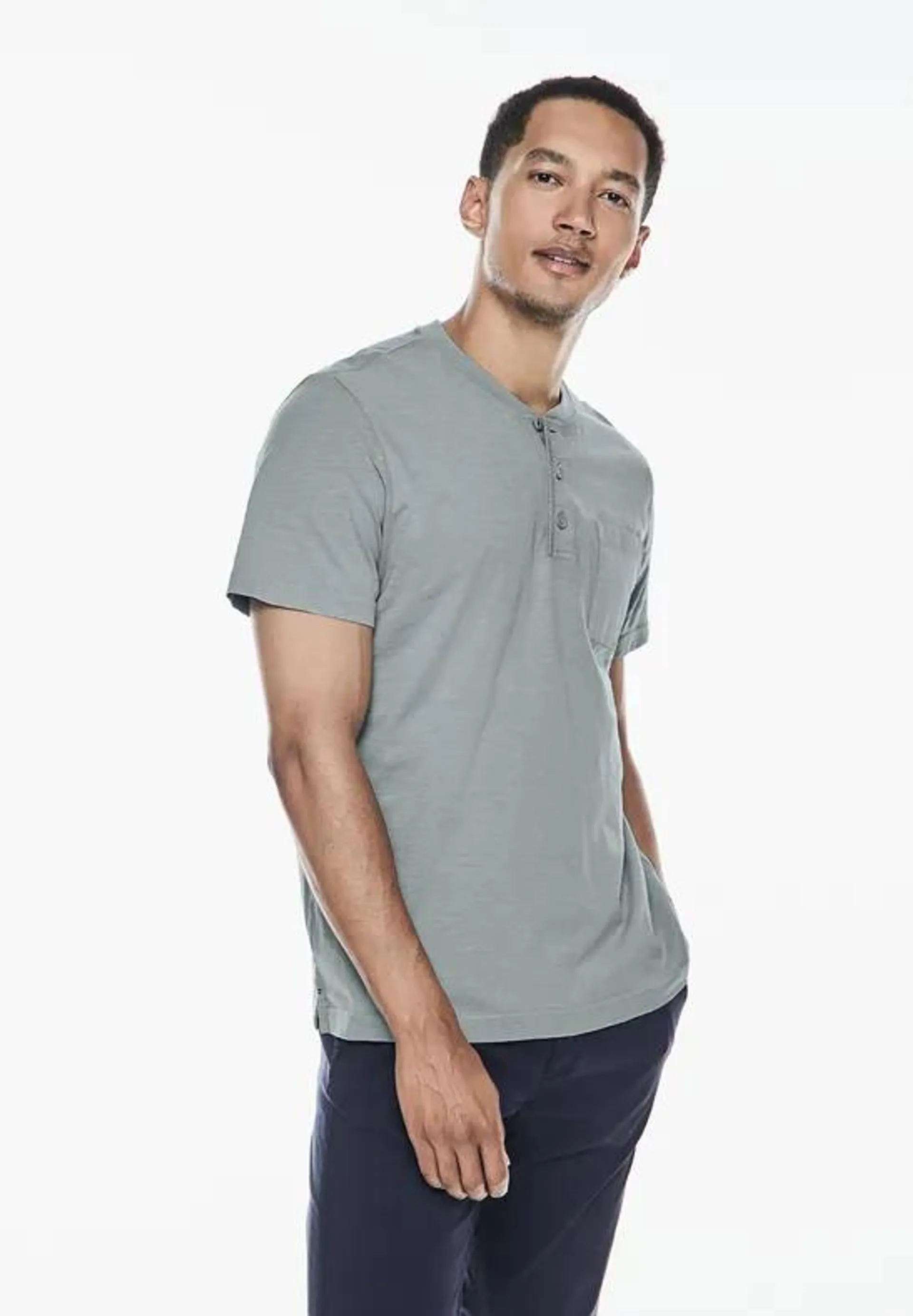 Henley shirt in garment dye