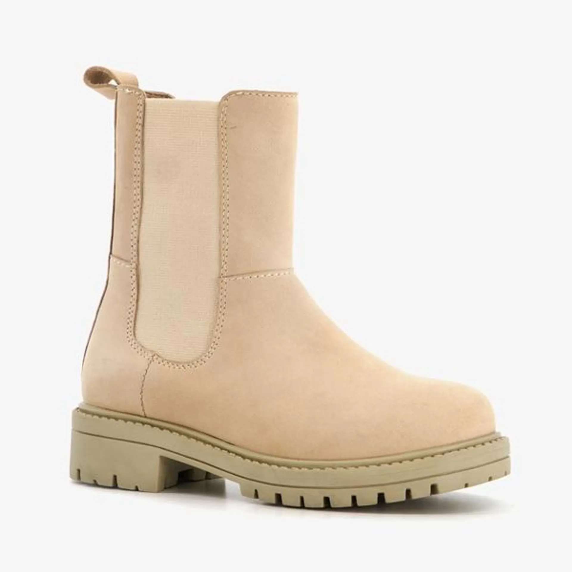 Groot leren meisjes chelsea boots beige