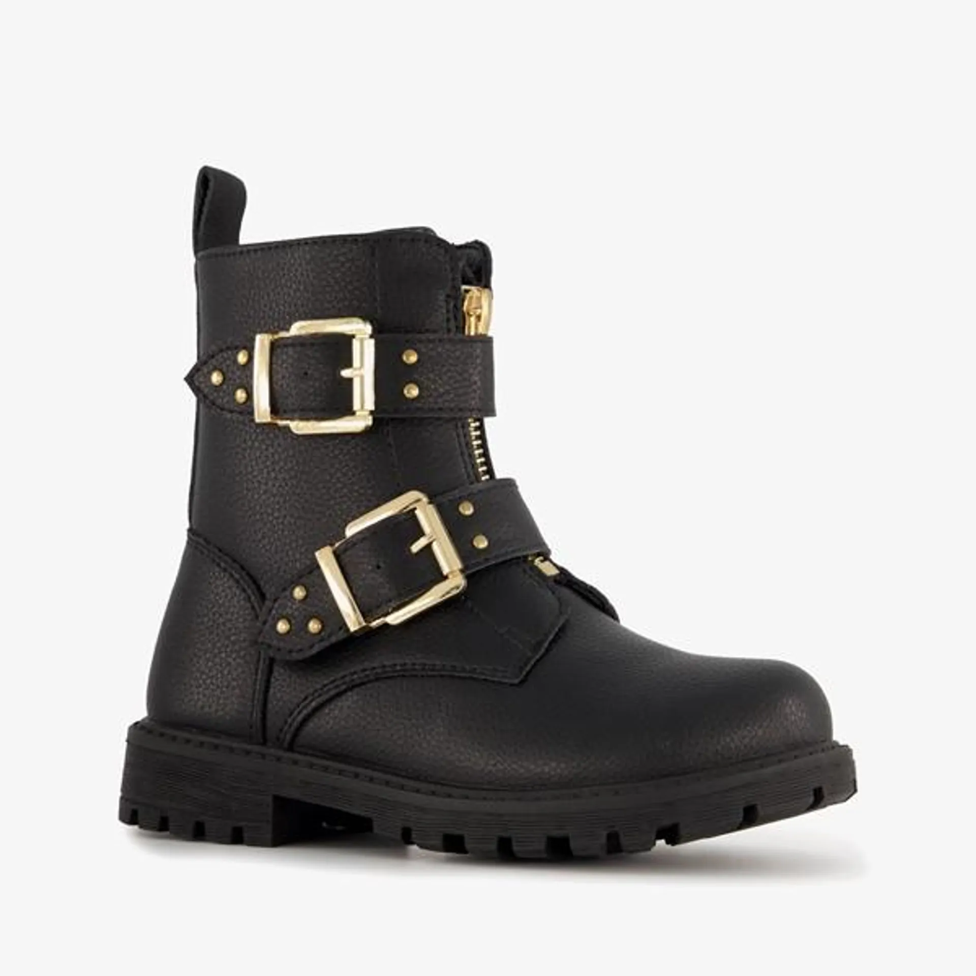 Blue Box meisjes biker boots zwart met studs