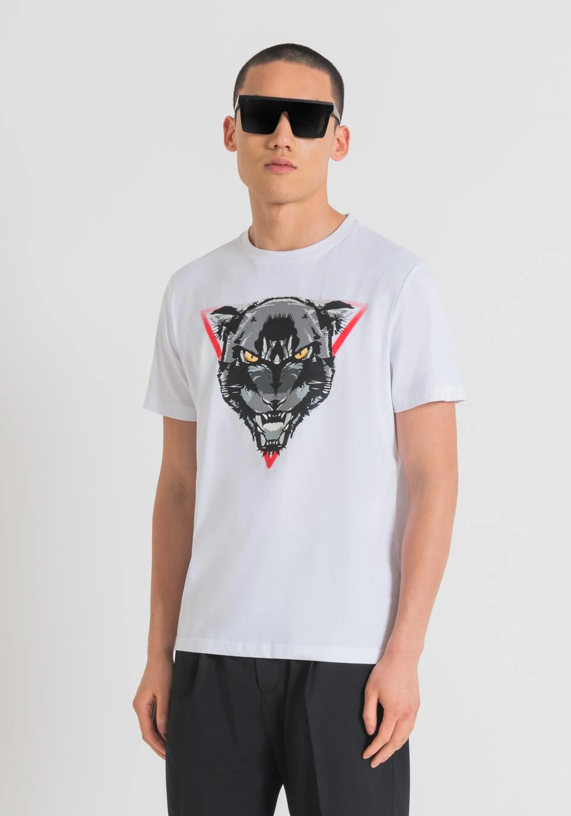 REGULAR FIT T-SHIRT IN COTTON JERSEY WITH WOLF PRINT