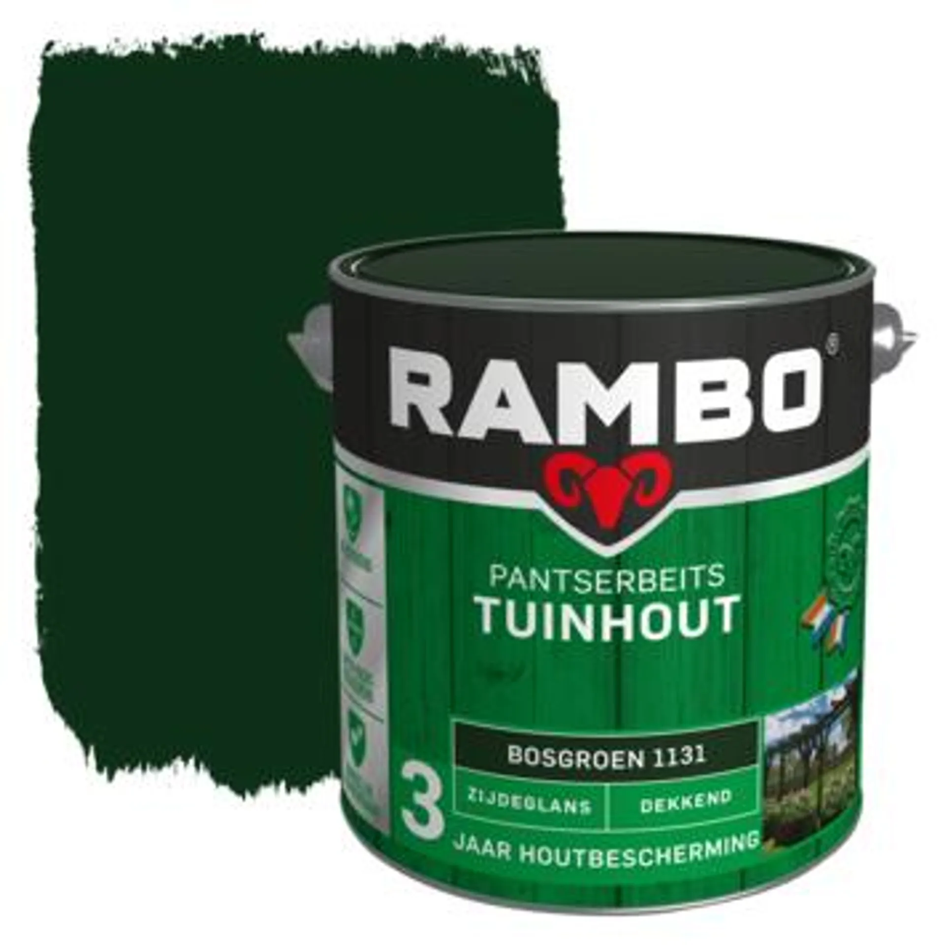 Rambo Pantserbeits Tuinhout zijdeglans bosgroen dekkend 2,5 l