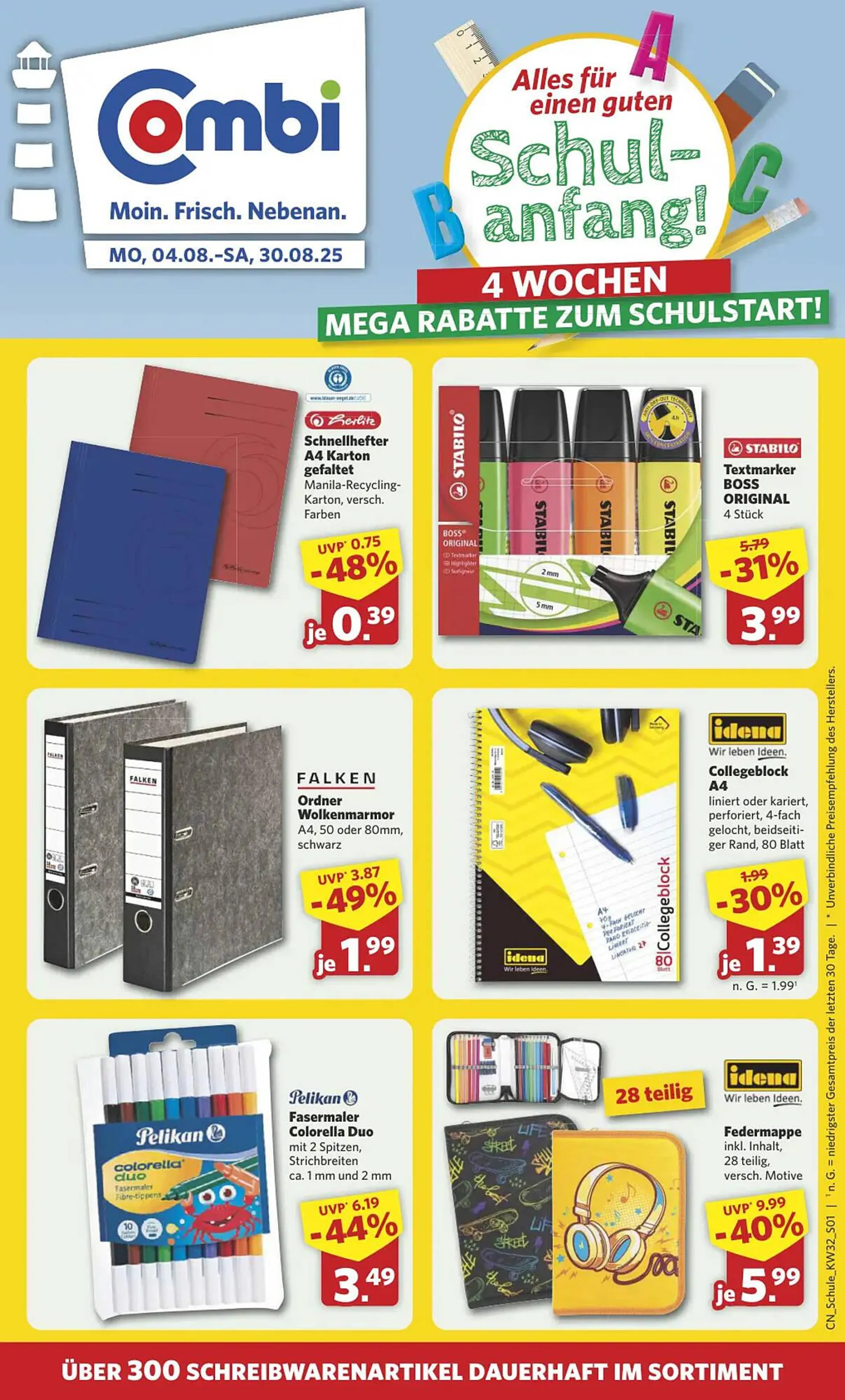 Combi Markt DE folder van 4 augustus tot 30 augustus 2025 - Folder pagina 1