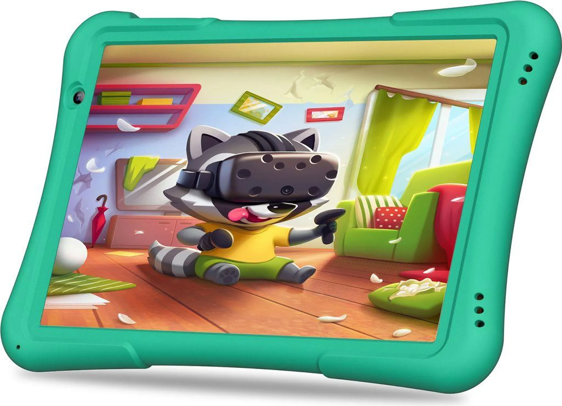 PRITOM 10 Zoll Kinder-Tablet Android 12,4 GB(2+2)+32 GB, Quad-Core, 6000 mAh, WiFi 6, Dual-Kamera, Bluetooth, Kleinkind-Tablet, Grün