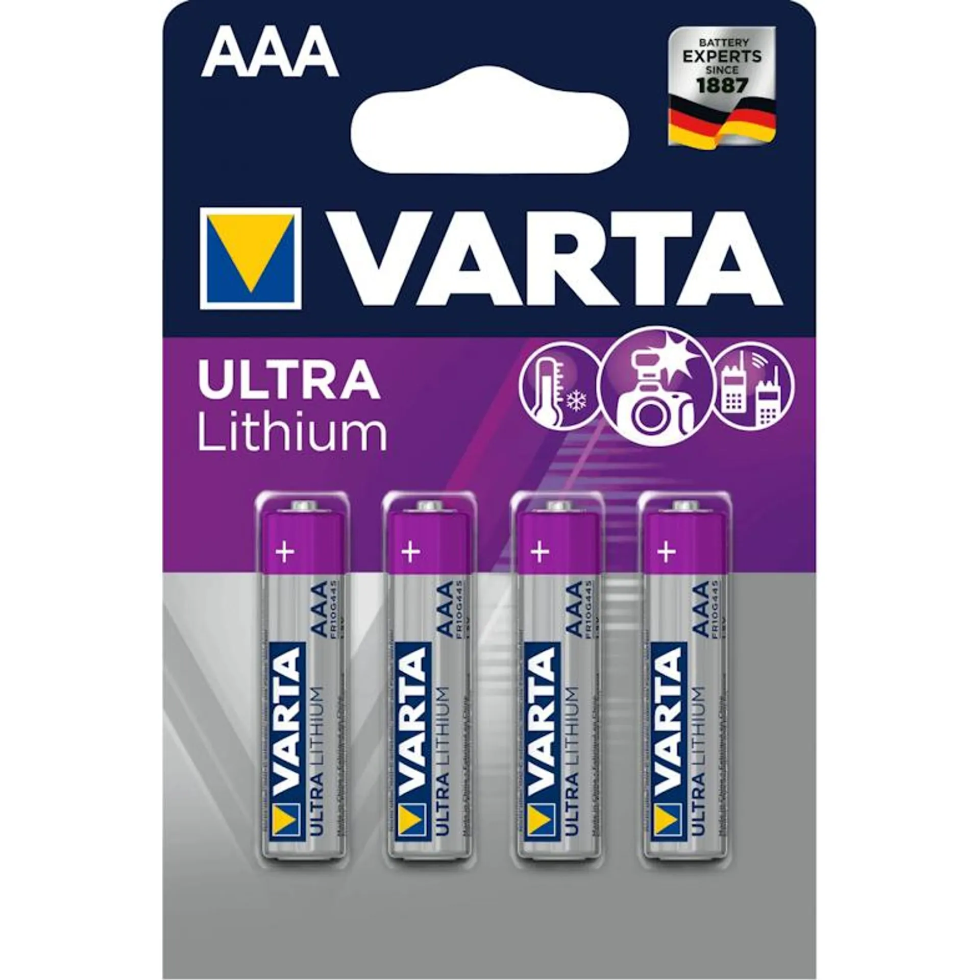 Varta Ultra Lithium AAA-batterij - LR03 (blister 4 eenheden) Ã�10,5X44,5 mm