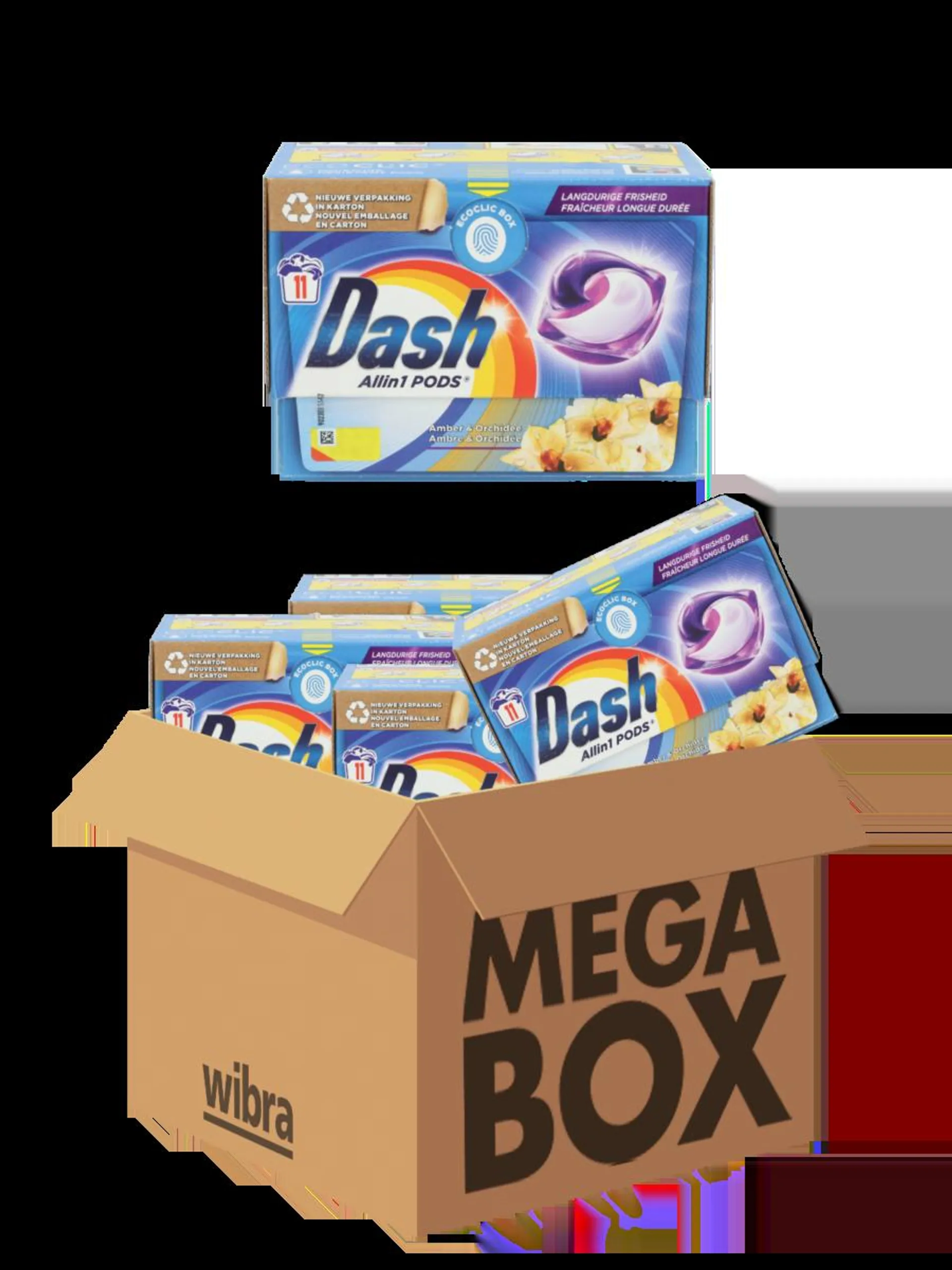 Dash All-in-1 wasmiddel orchidee megabox 44 pods