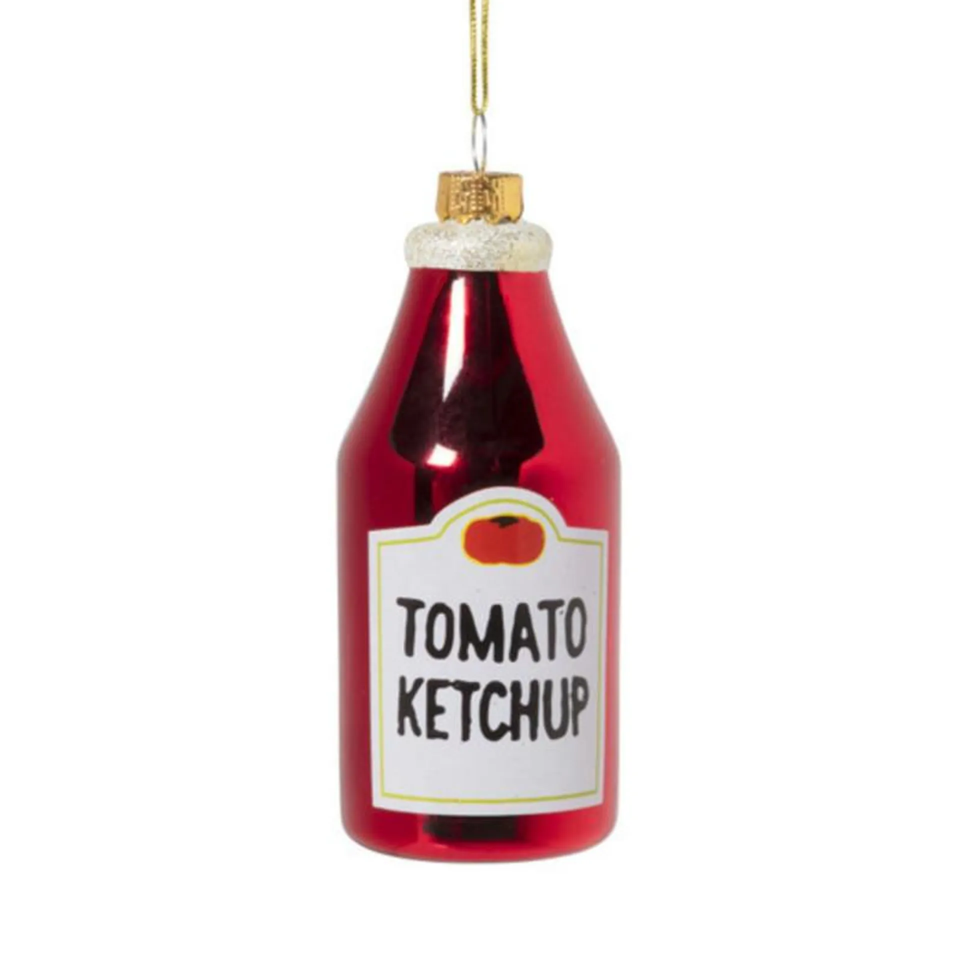 Kersthanger ketchup - glas - ø4.7x10.8 cm