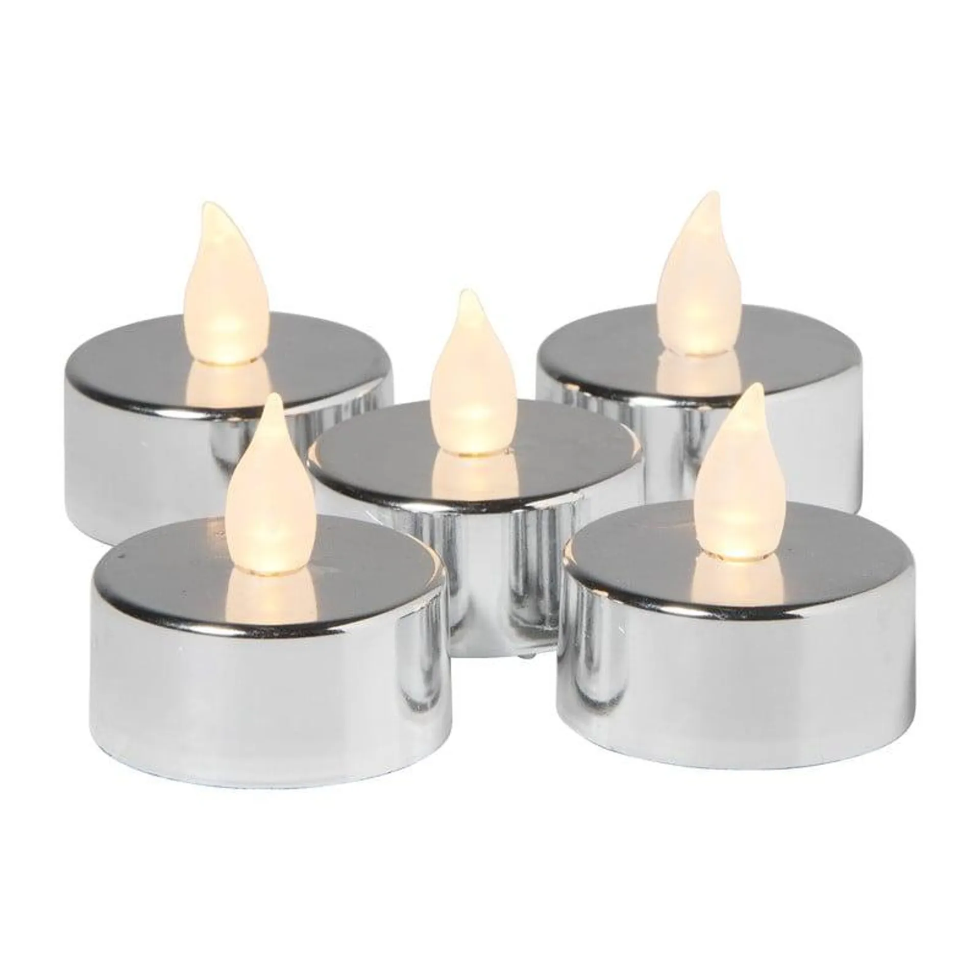 LED waxinelichten - zilver - set van 5