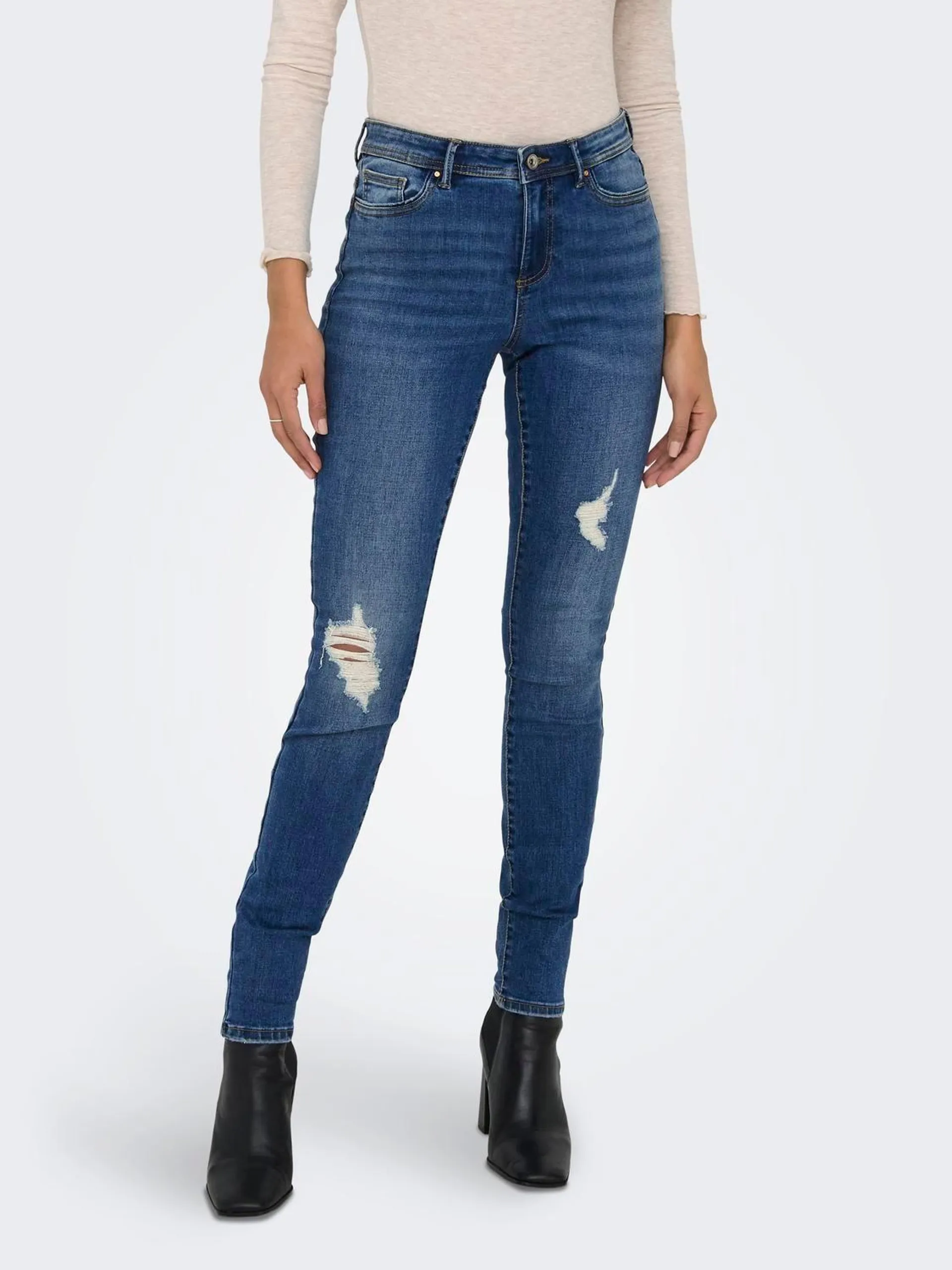 Skinny fit Mid waist Versleten zoom Jeans