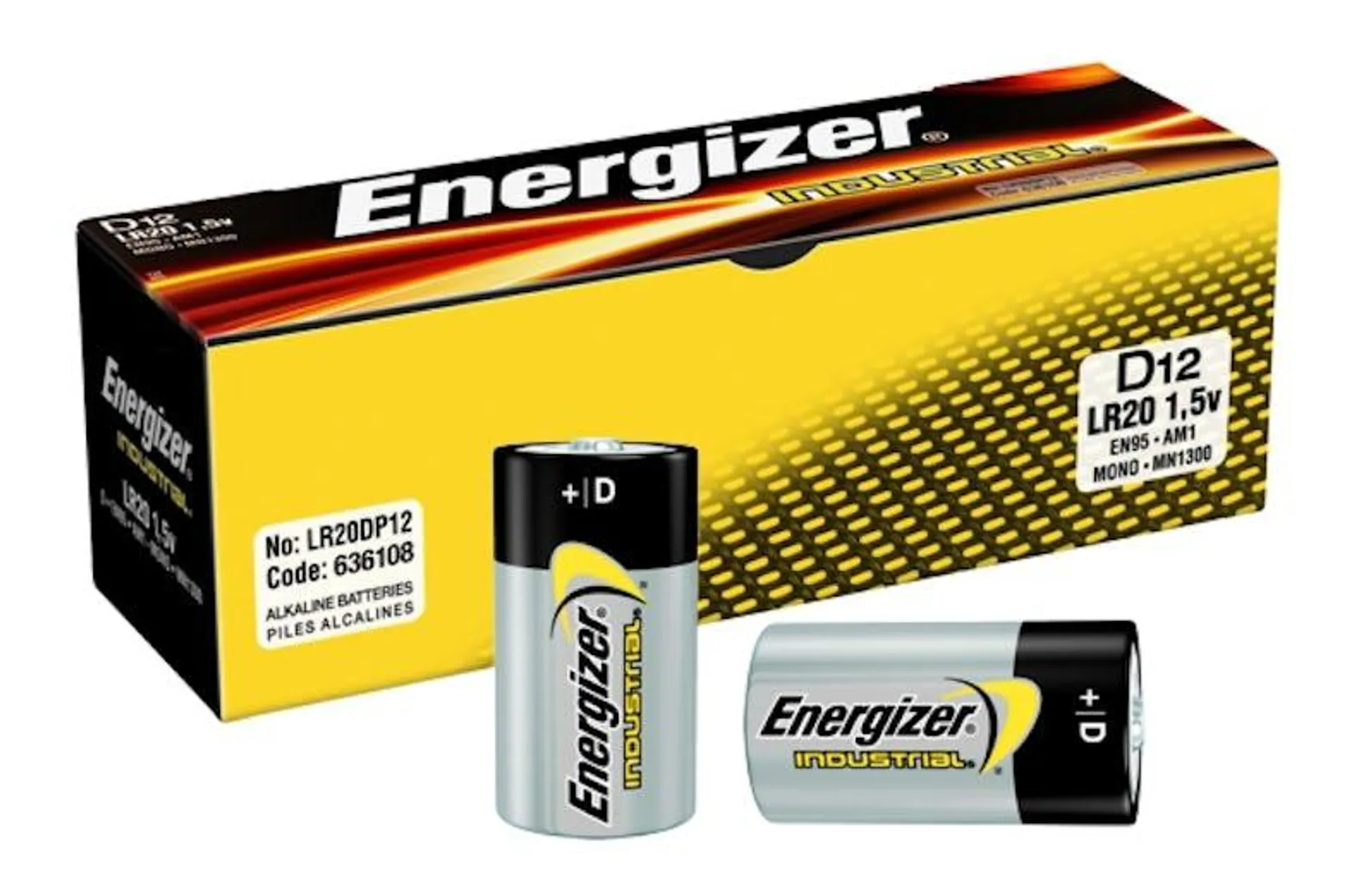 Energizer Industrial alkaline batterij D/LR20/E95, 12 stuks