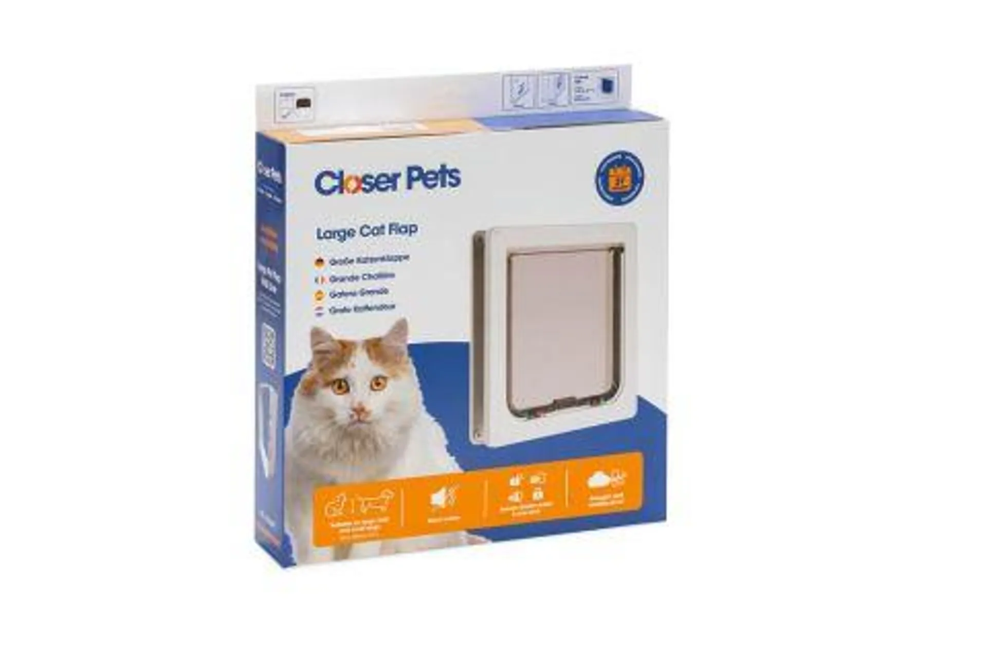 Closer Pets 221 Large - Kattenluik - 25x23,5x5 cm - Wit