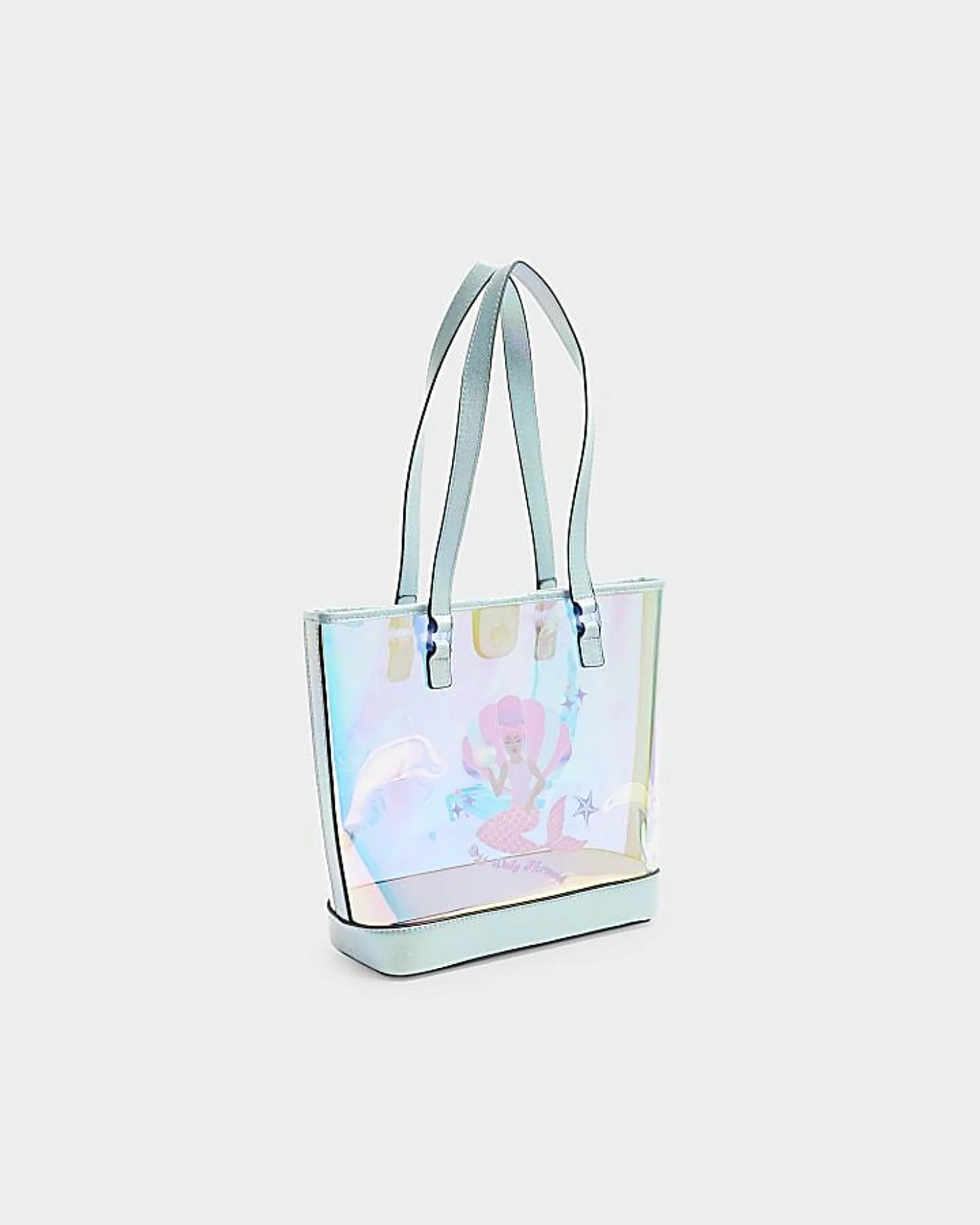 Girls blue mermaid beach bag