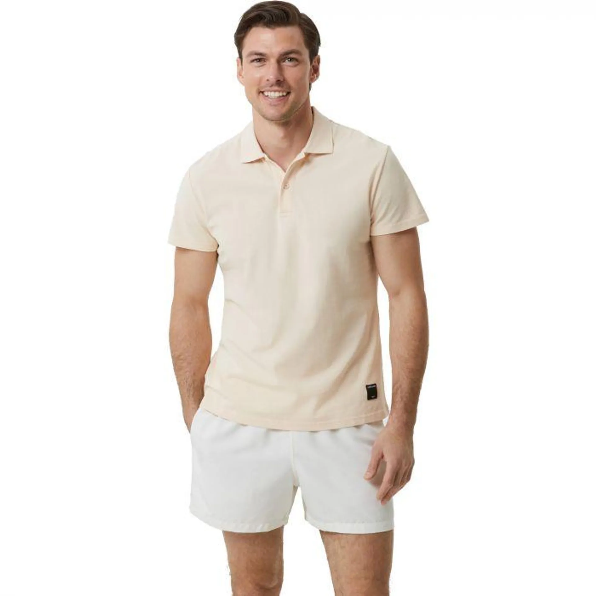 Borg polo heren cream tan