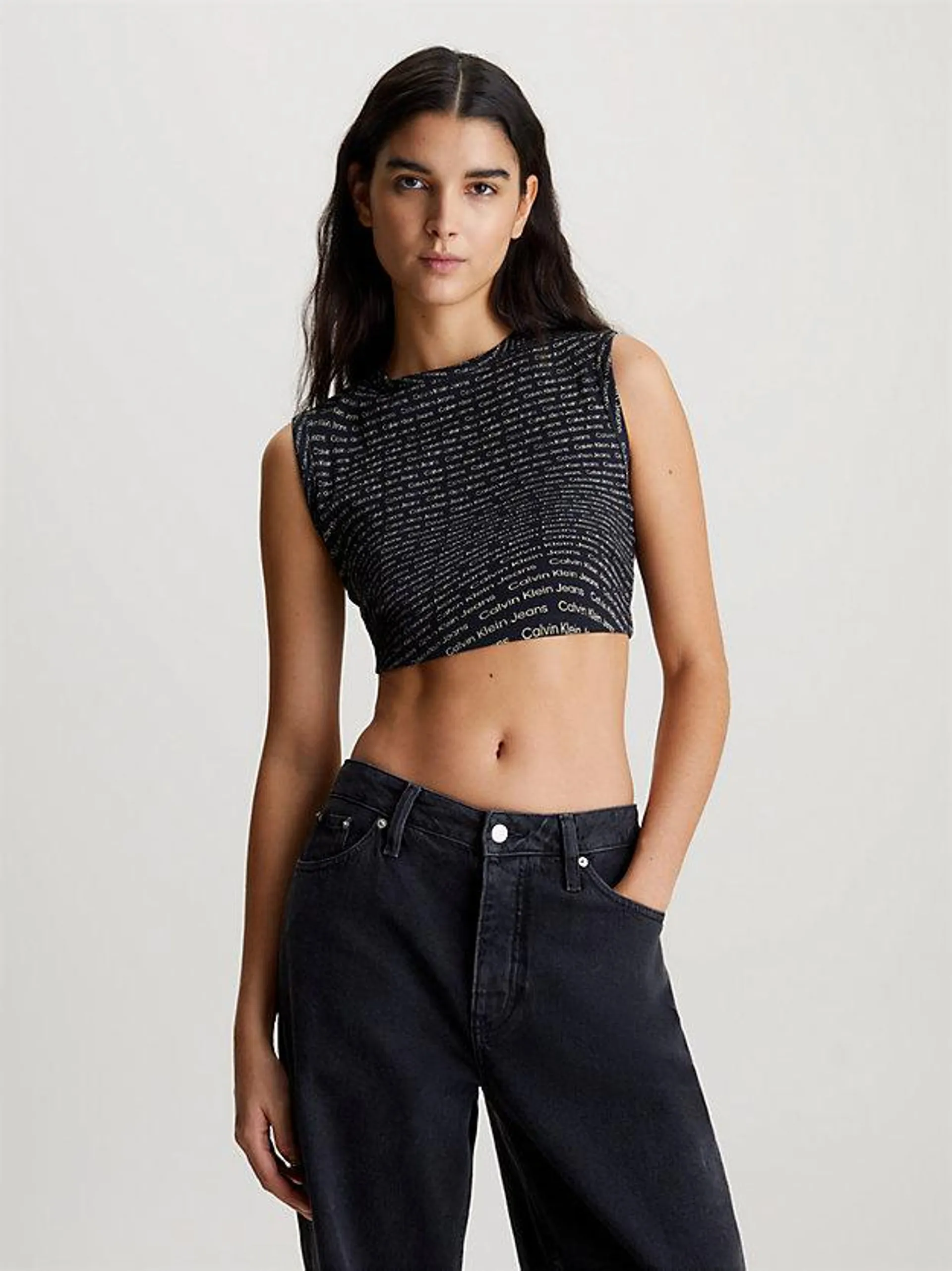 Cropped top met all-over print