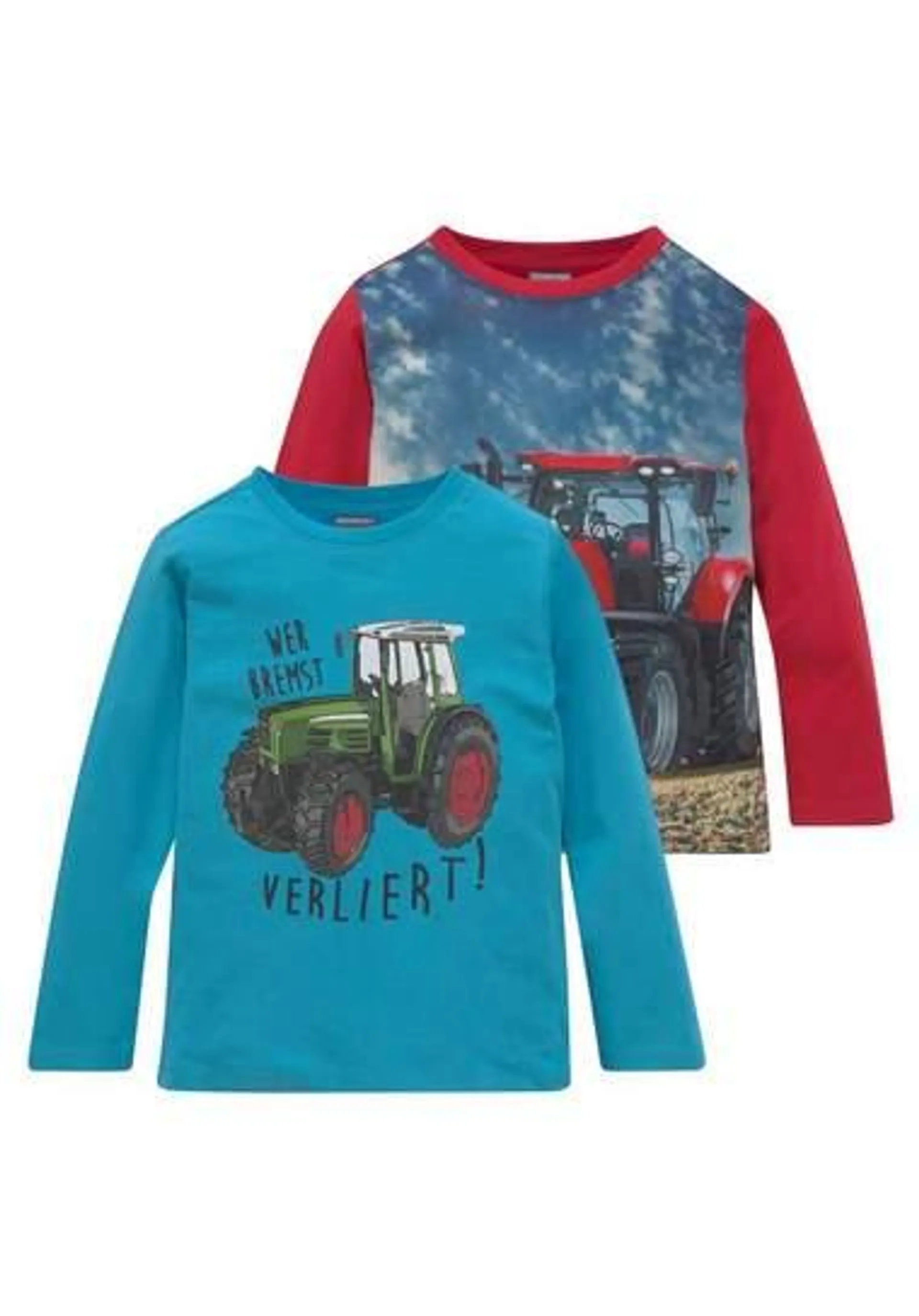 KIDSWORLD Shirt met lange mouwen Tractoren (2-delig, Set van 2)