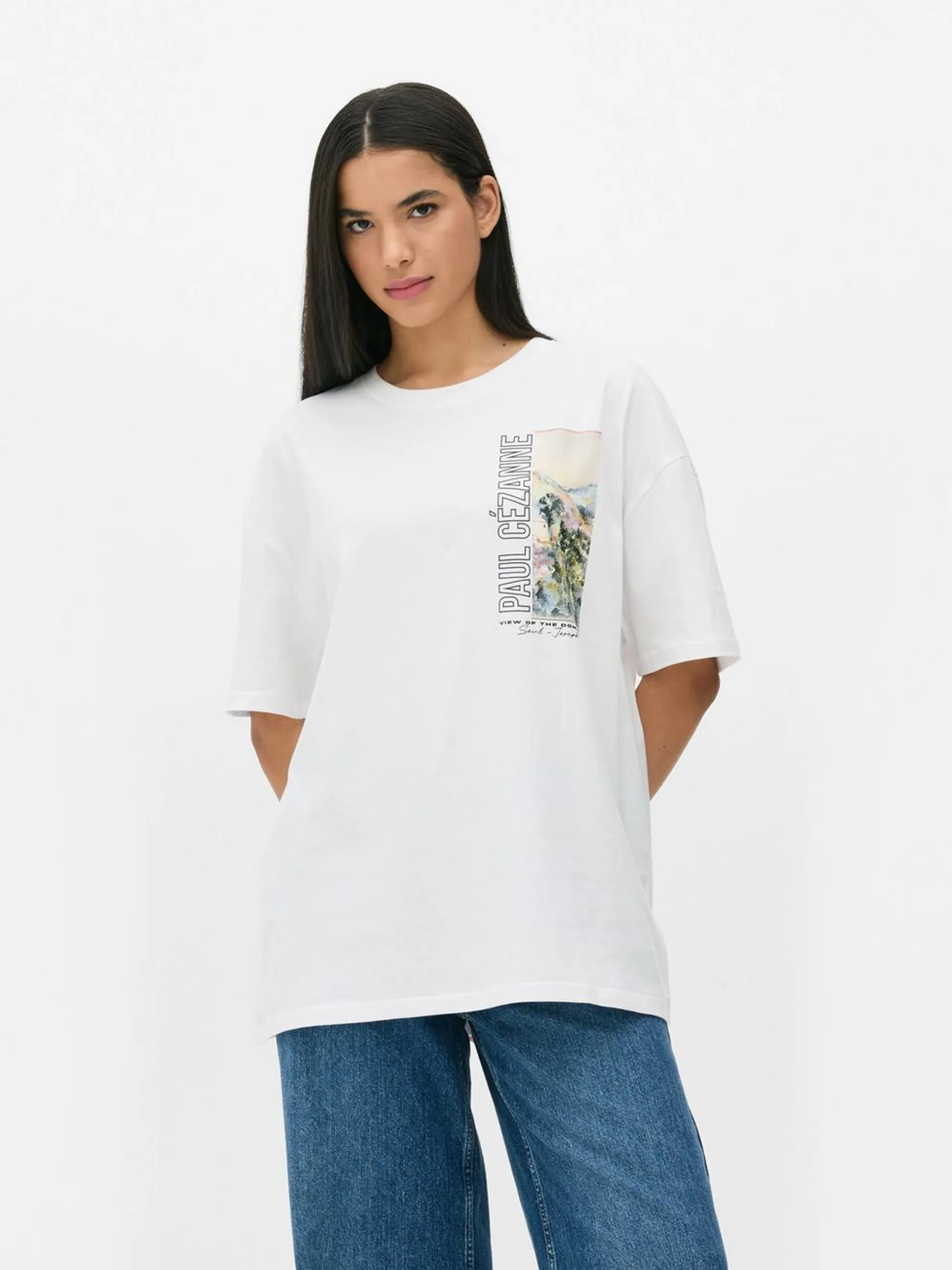 Oversized T-shirt met print Paul Cézanne