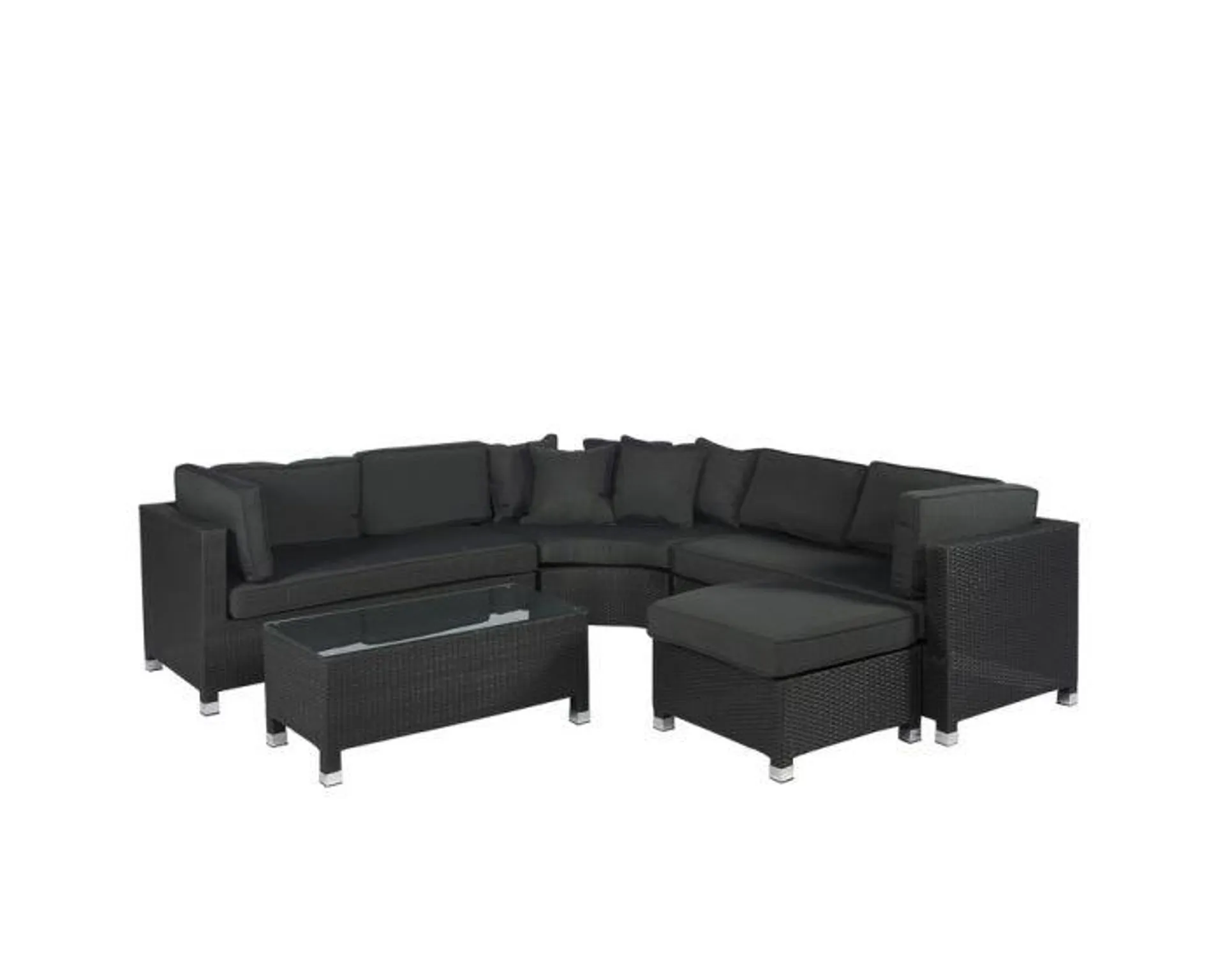 Luxe hoekbank "Mississippi"Loungeset Wicker - zwart - Pure Garden & Living