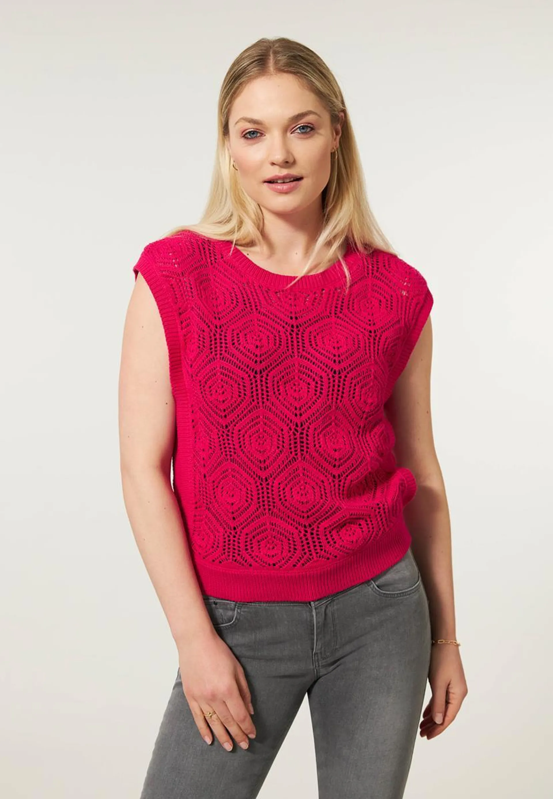 Top crochet roze