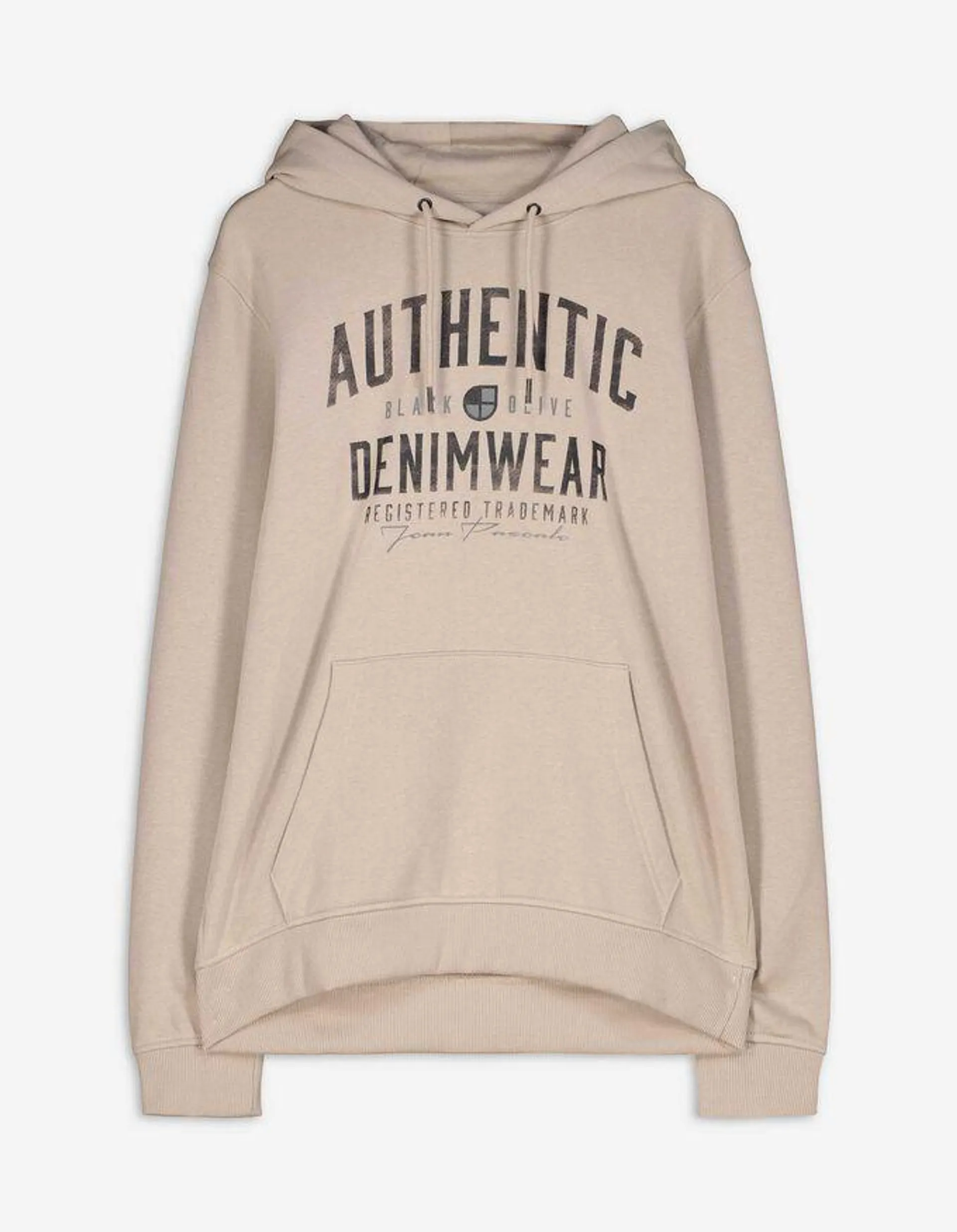 Hoodie - Tekstprint - beige