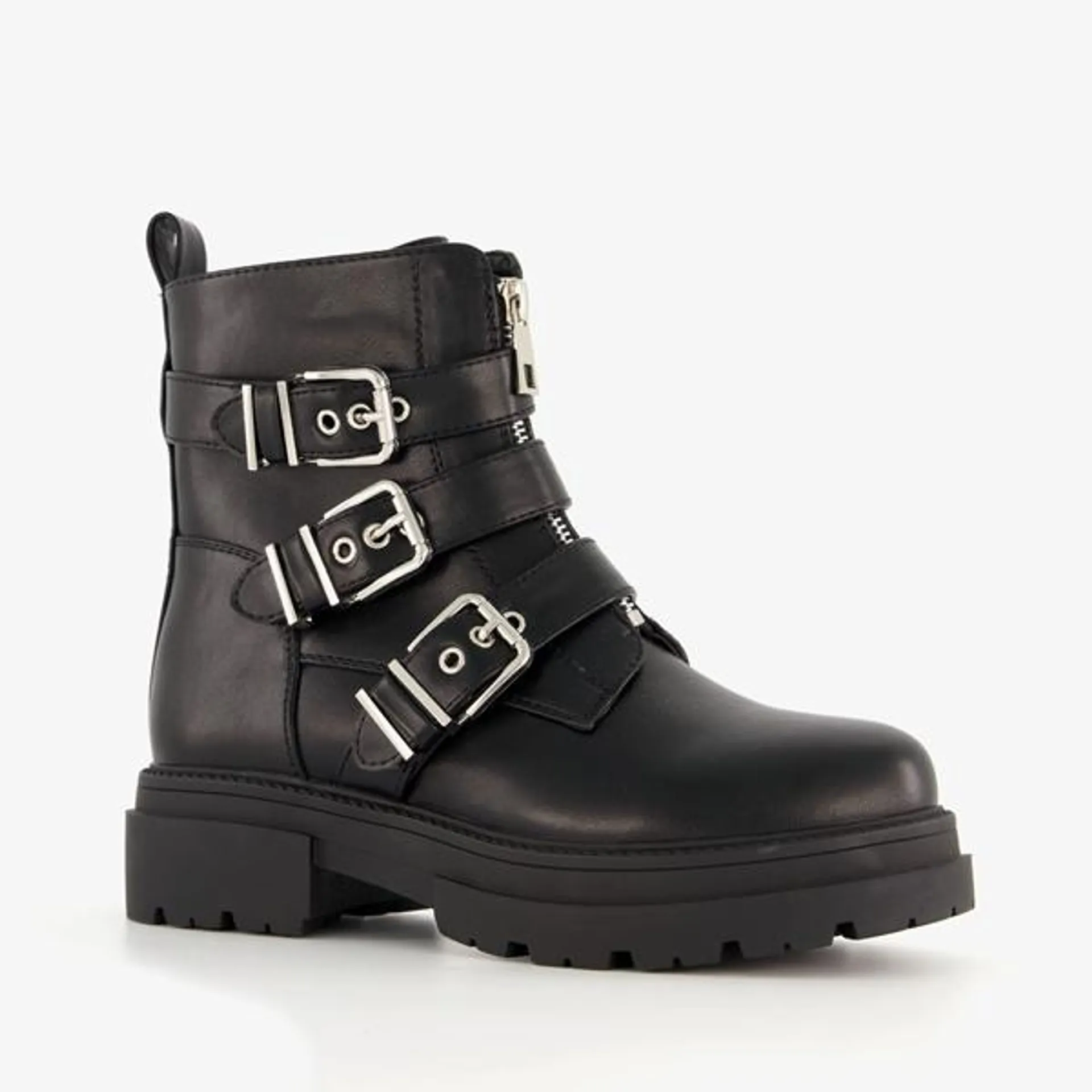 Blue Box dames biker boots zwart