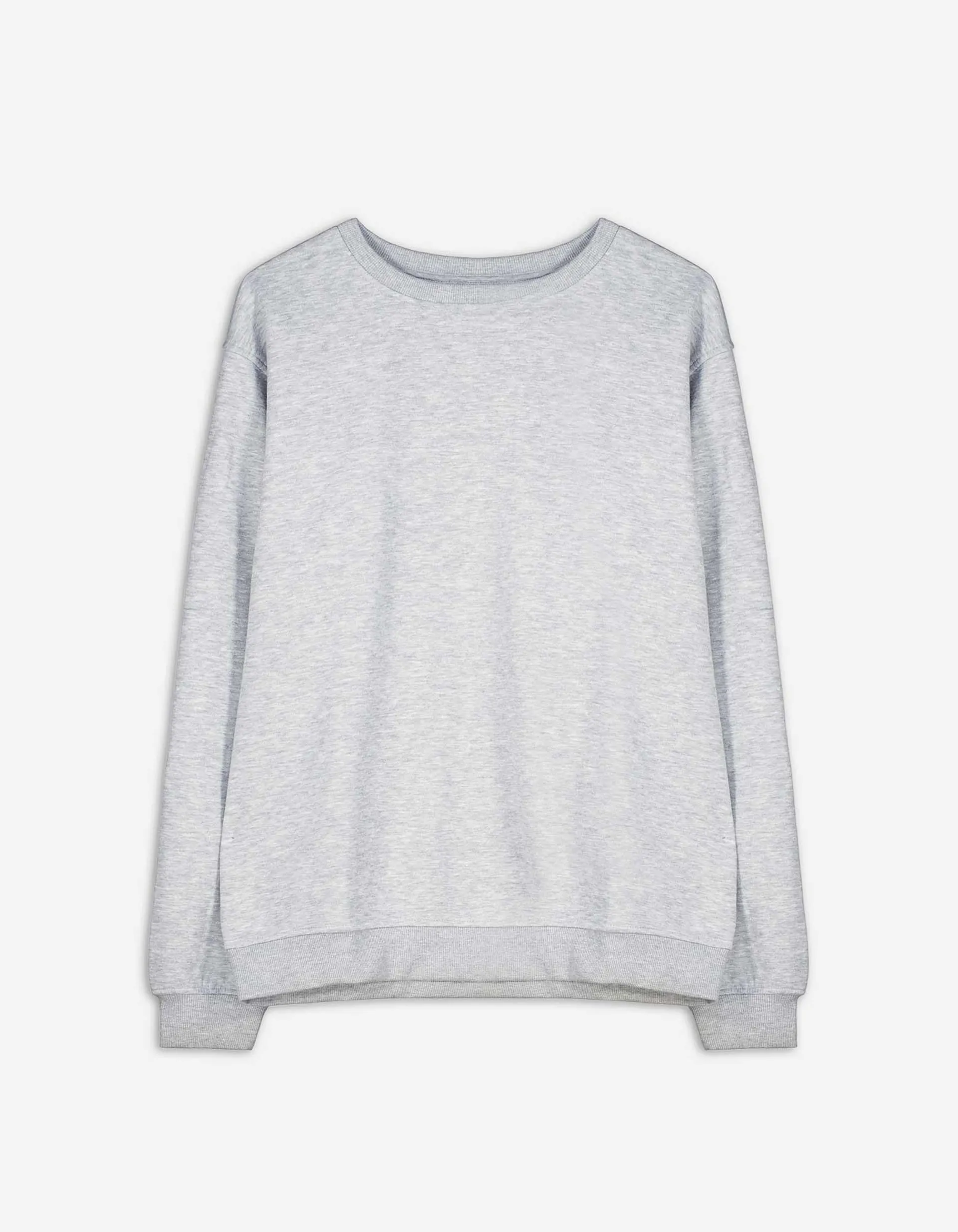 Sweatshirt - Rundhals-Ausschnitt - grau