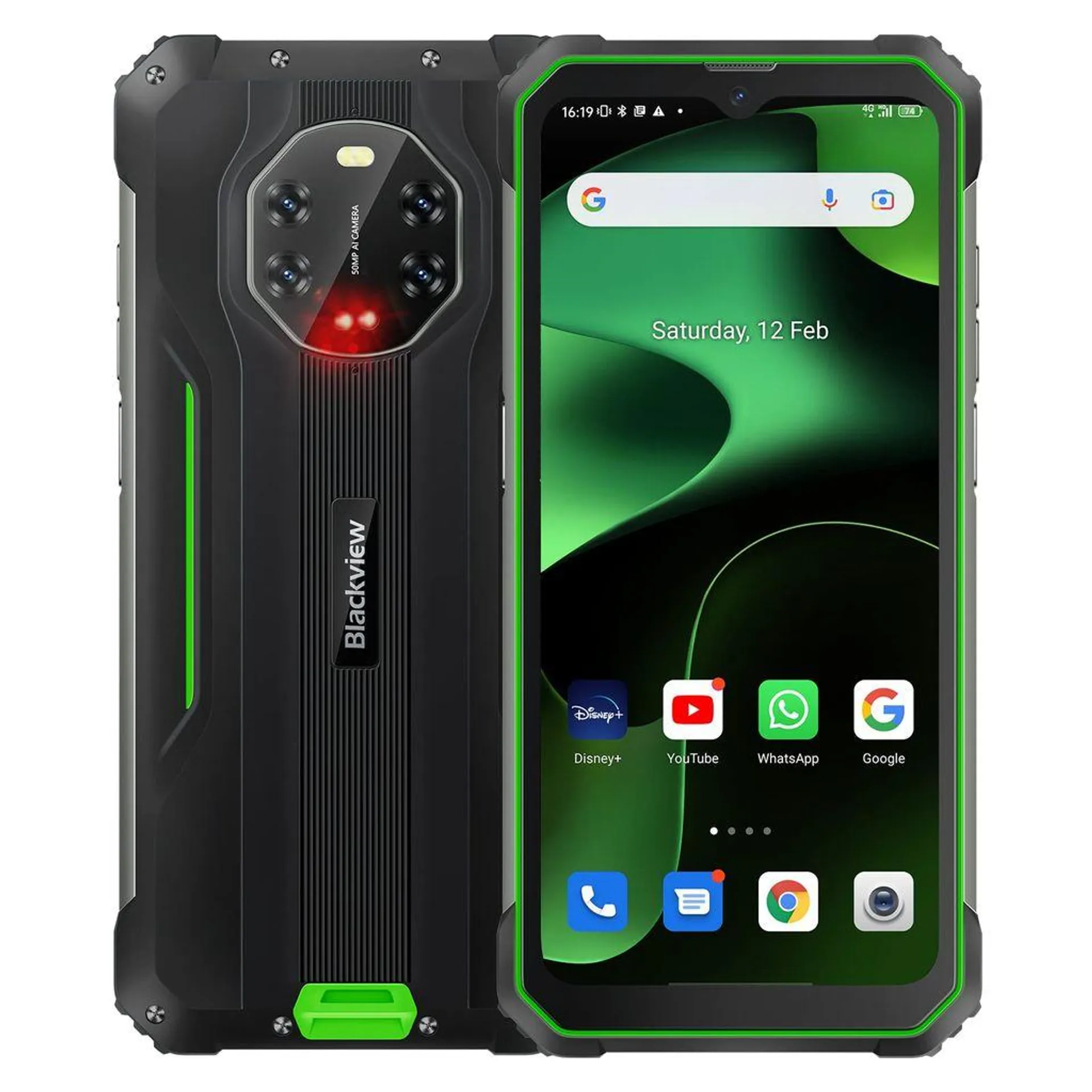 Blackview BV8800 Outdoor Handy Ohne Vertrag, 8GB+128GB Helio G96 Prossesor, 90 Hz 6.58 Zoll FHD+ Display, 50MP+20MP Nachtsicht Kamera, 33W Schnellladung, IP68 Dual SIM 4G Android 11 Smartphone, NFC-Grün