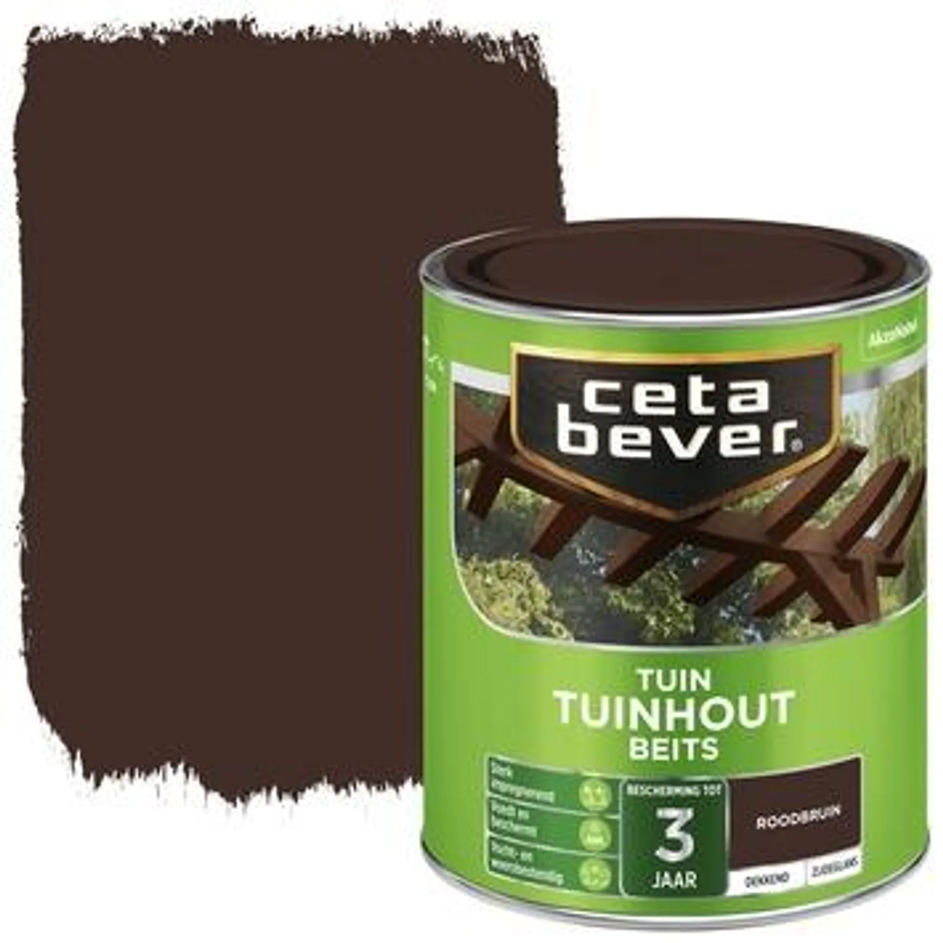 CetaBever Tuinhoutbeits dekkend roodbruin zijdeglans 750 ml