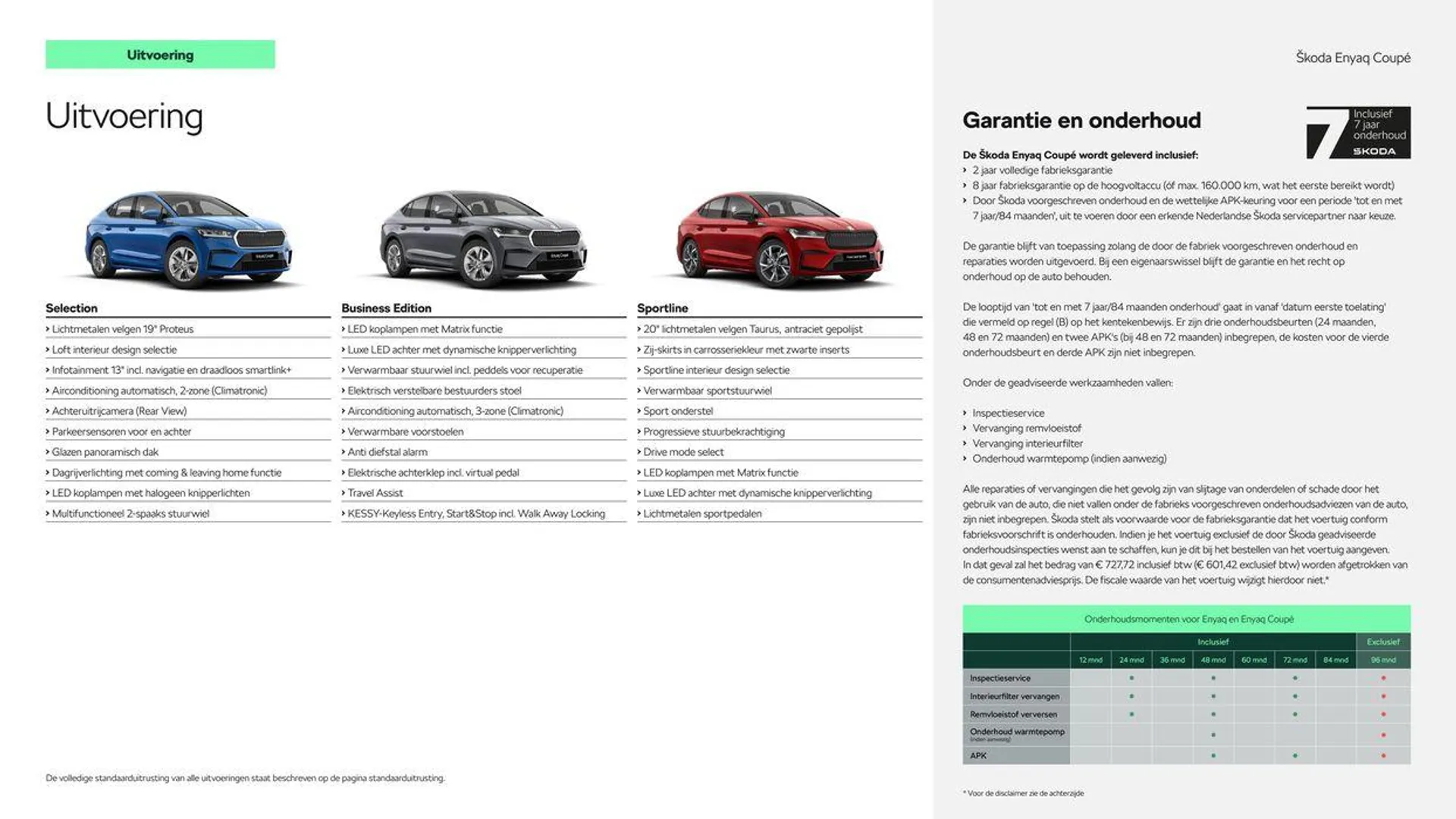 Škoda Enyaq Coupé prijslijst per 1 juni 2024 van 20 juni tot 20 juni 2025 - Folder pagina 3