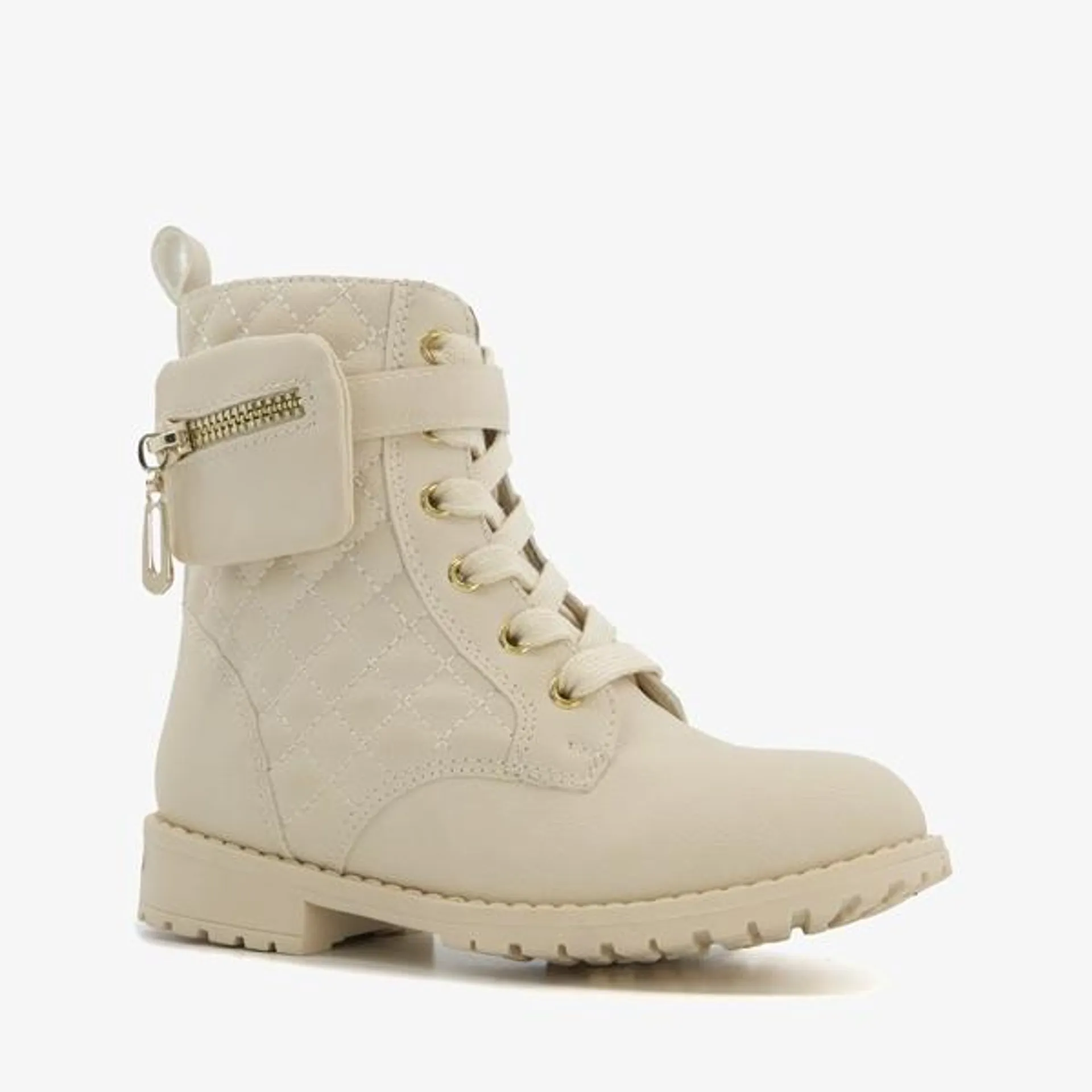 Blue Box meisjes veterboots beige met tasje