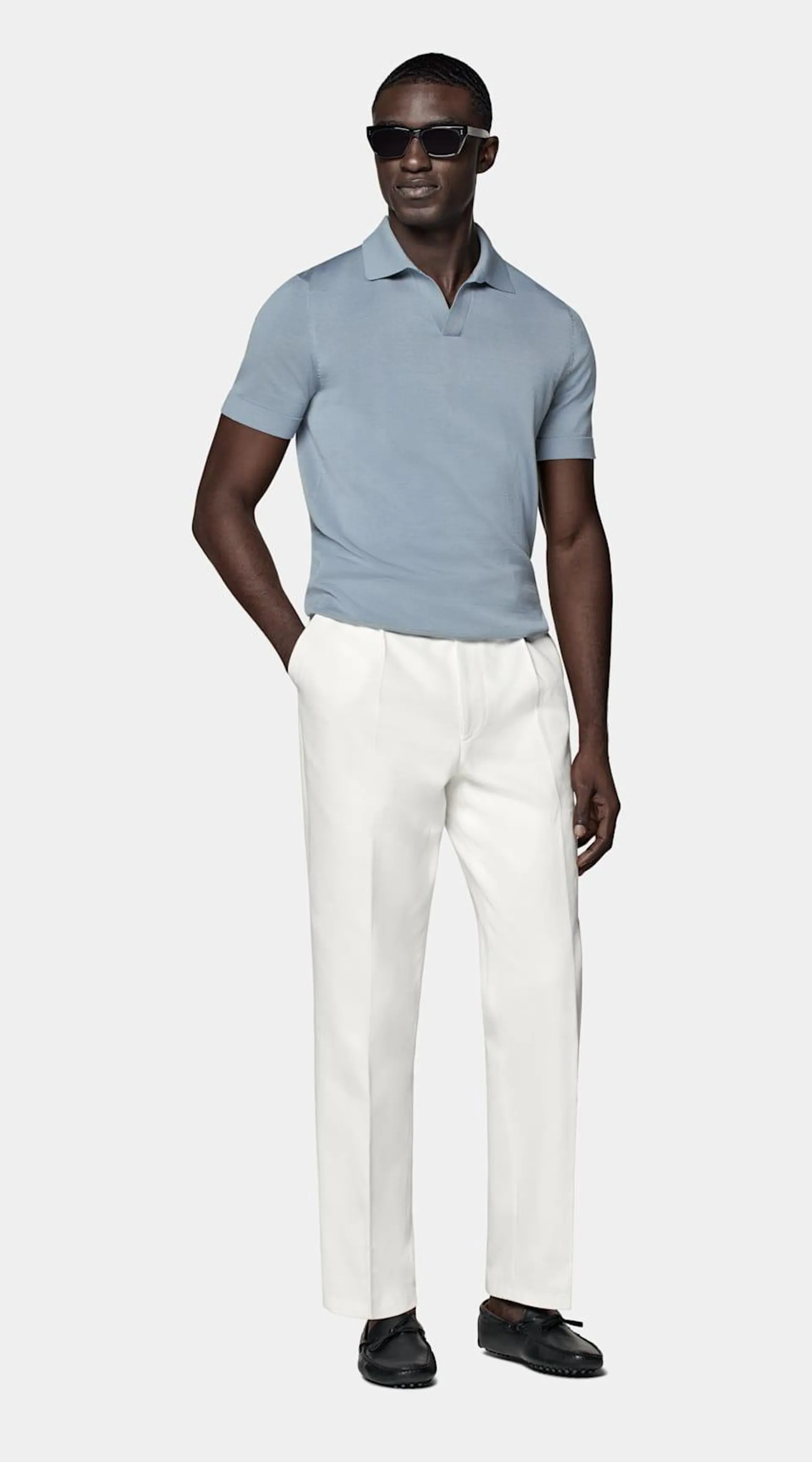 Light Blue Buttonless Polo