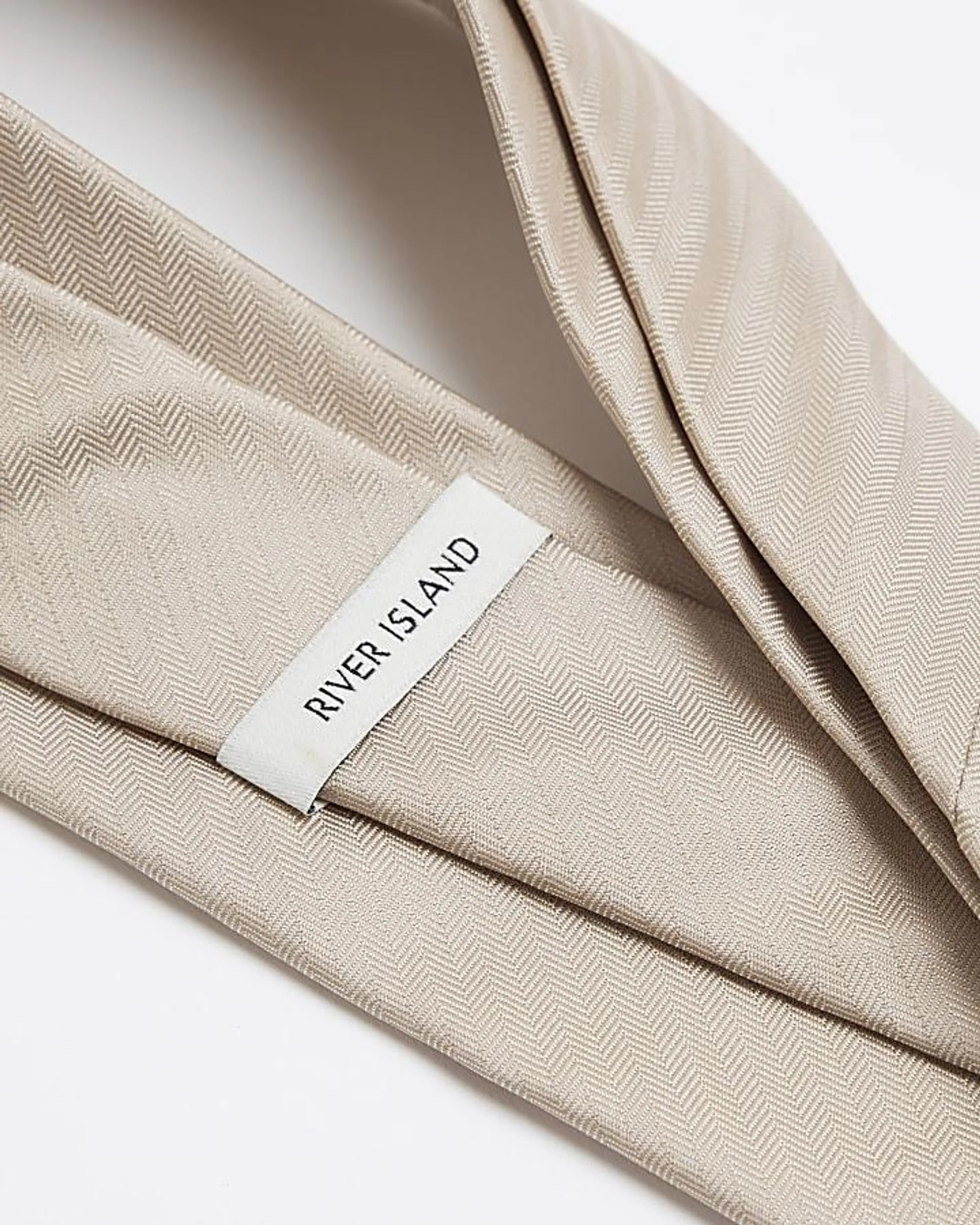 Beige Herringbone Tie