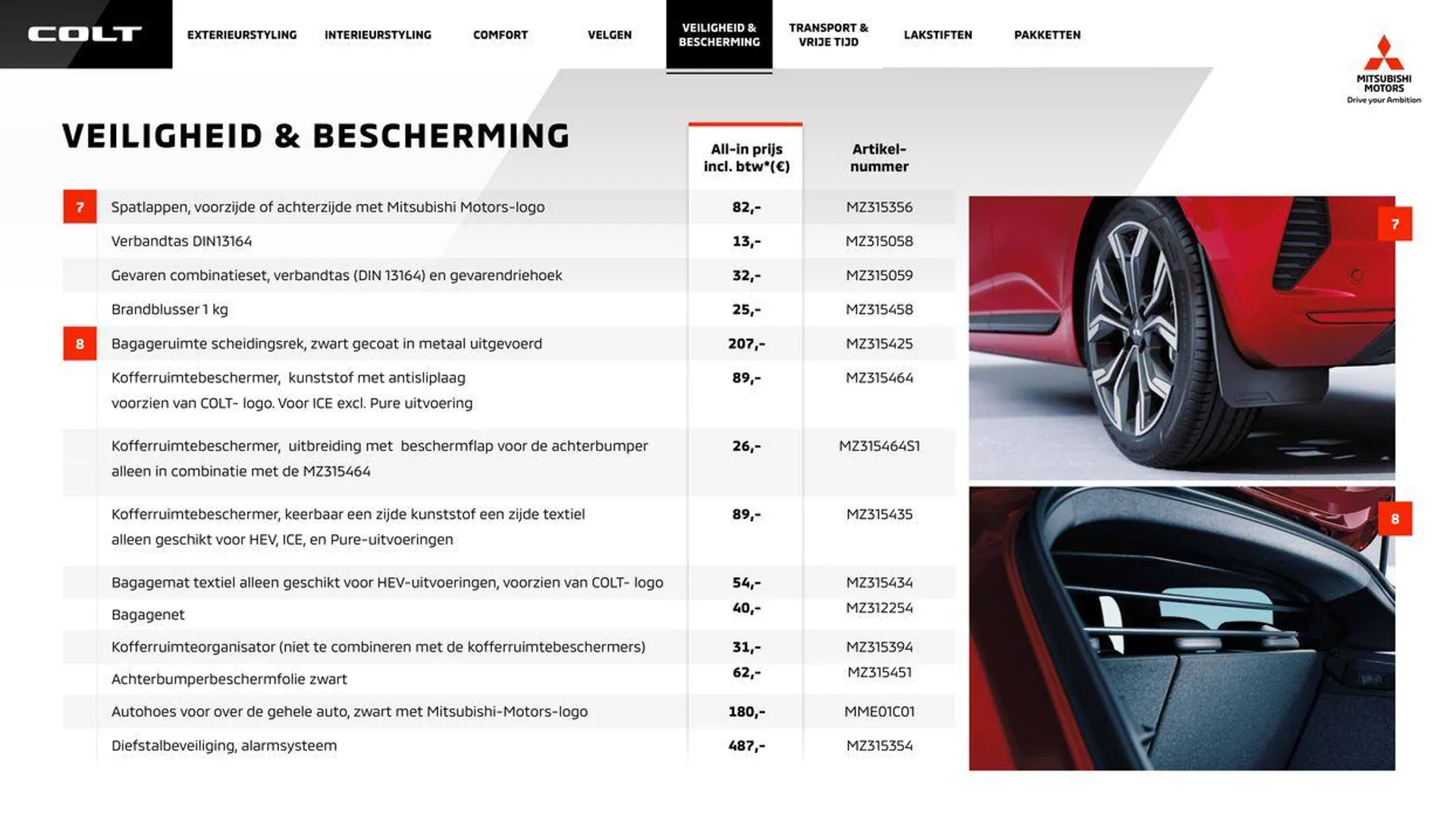 Mitsubishi Colt Prijslijst Accessoires  - 9