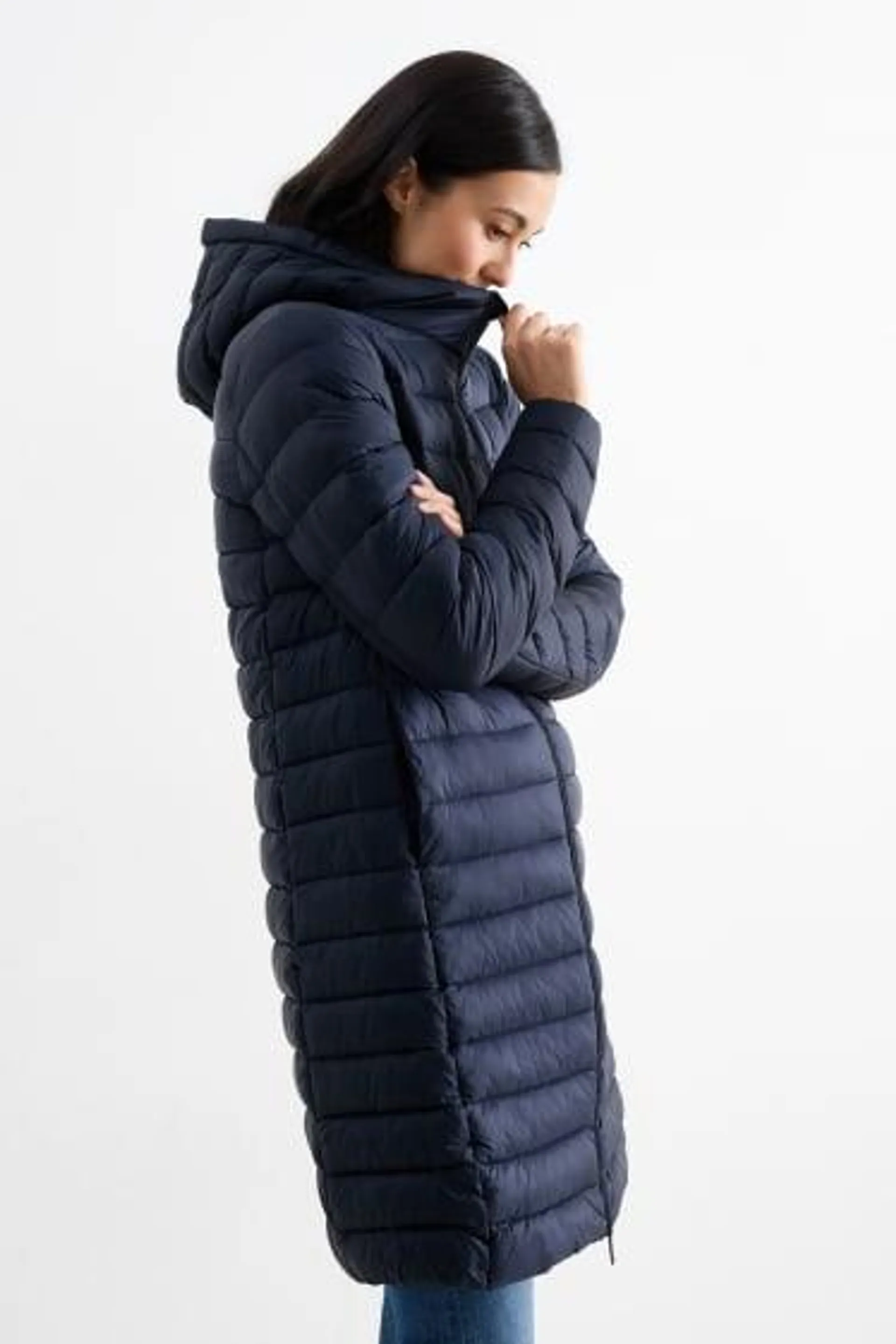 Quilted coat with hood