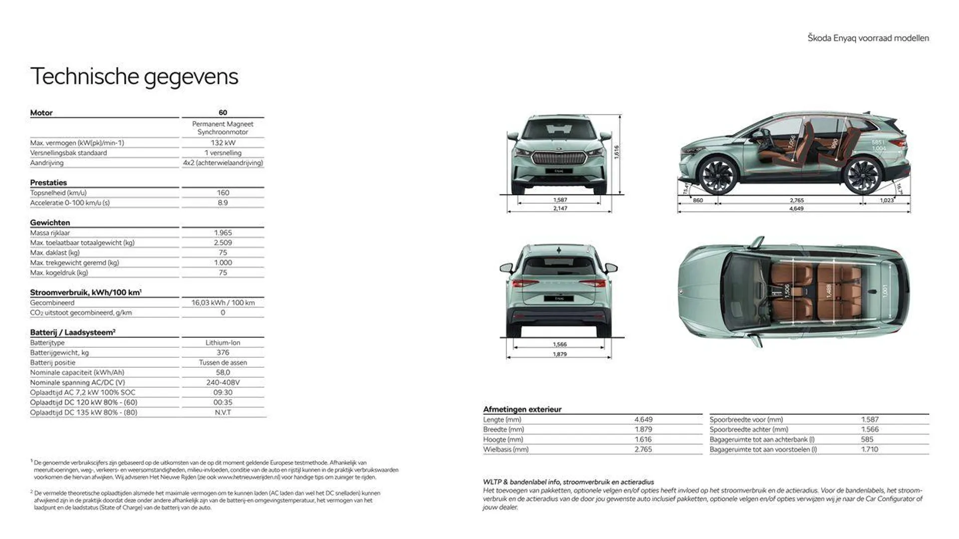 Škoda Enyaq Voorraad prijslijst per 15 augustus 2024 van 1 augustus tot 1 augustus 2025 - Folder pagina 15