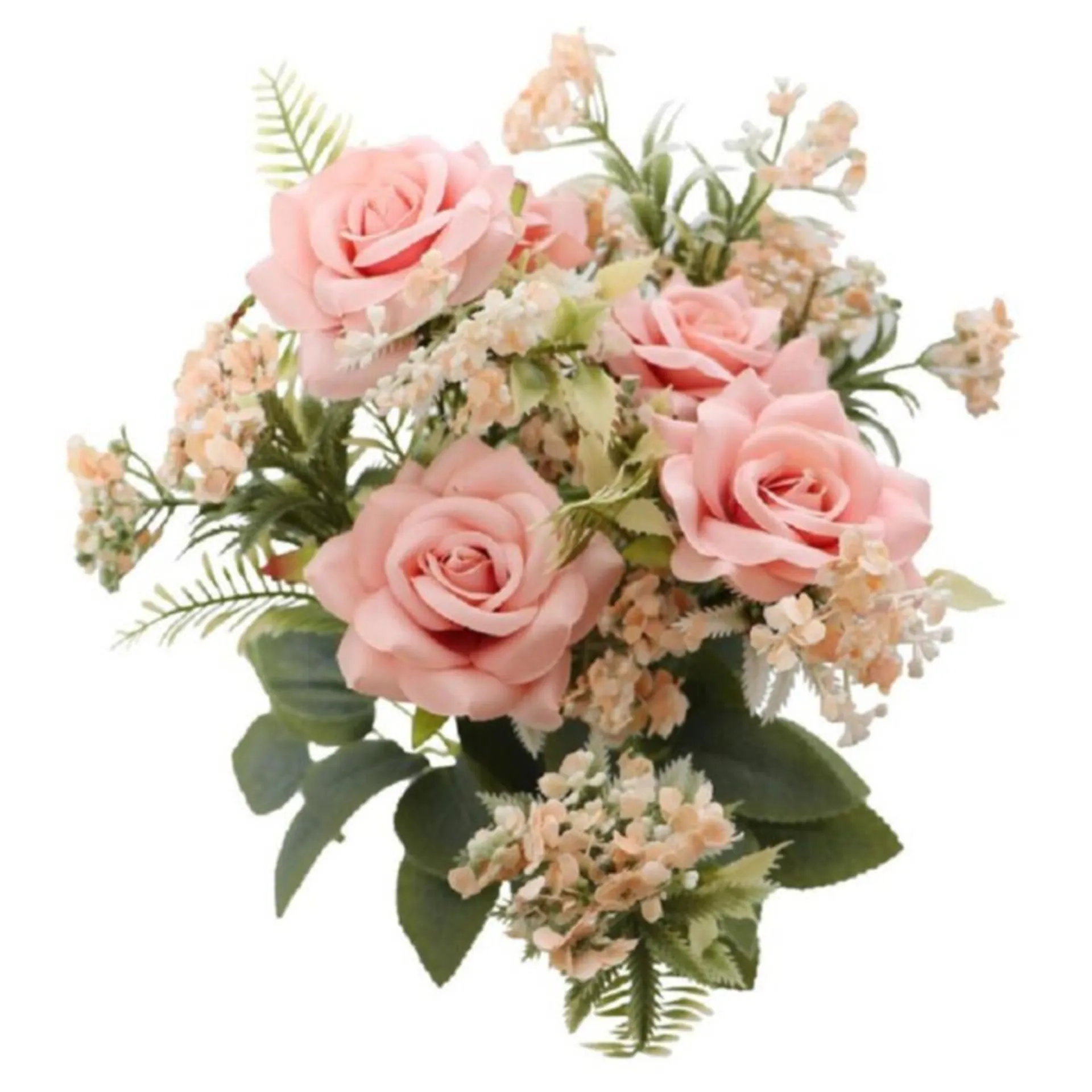 Chaks Rozen kunstbloemen boeket - 5x - licht roze - H41 cm